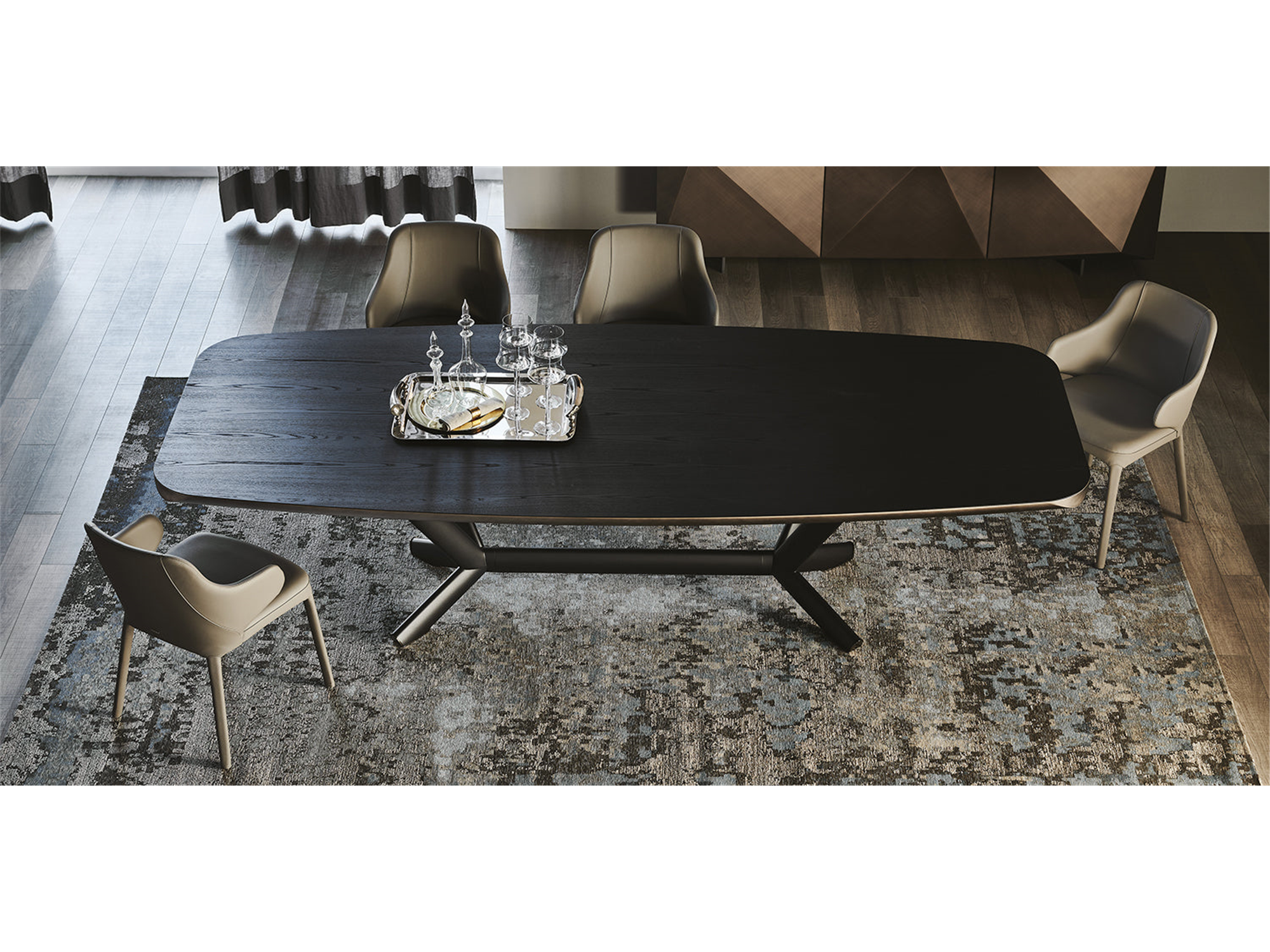 Planer Wood Dining Table - 118"W - Euro Living Furniture