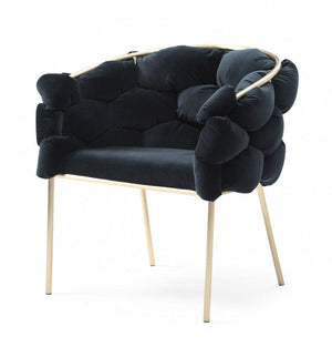Debbie Modern Accent Chair Black - Brass Frame - Euro Living Furniture