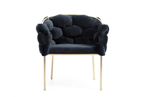 Debbie Modern Accent Chair Black - Brass Frame - Euro Living Furniture