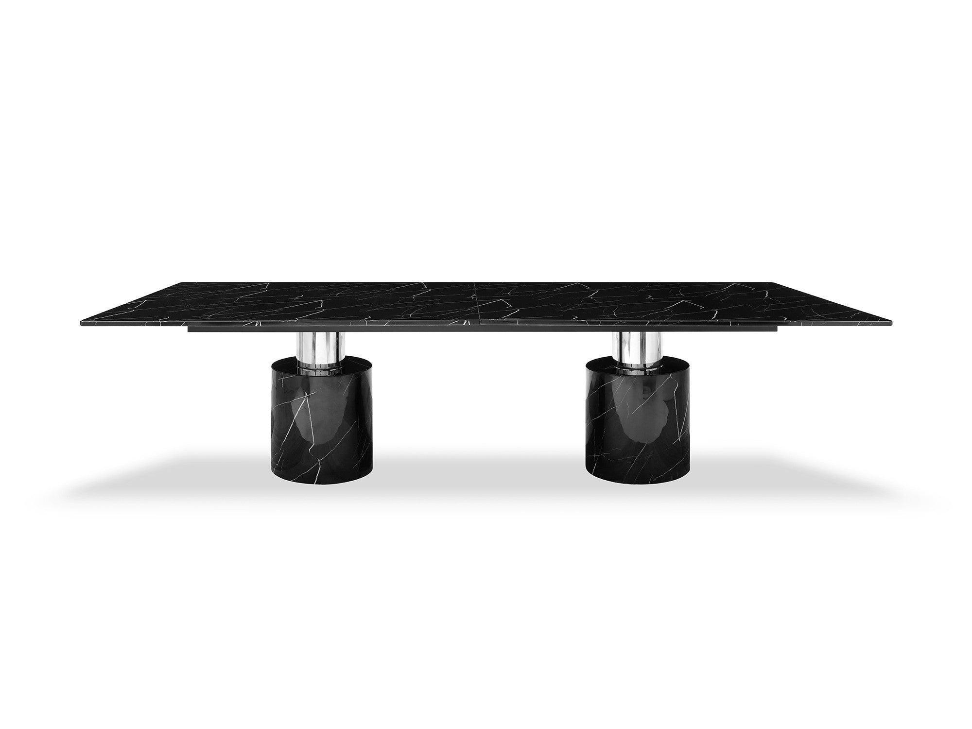 Croatia Marble Rectangle Dining Table in Black - 120"W - Euro Living Furniture