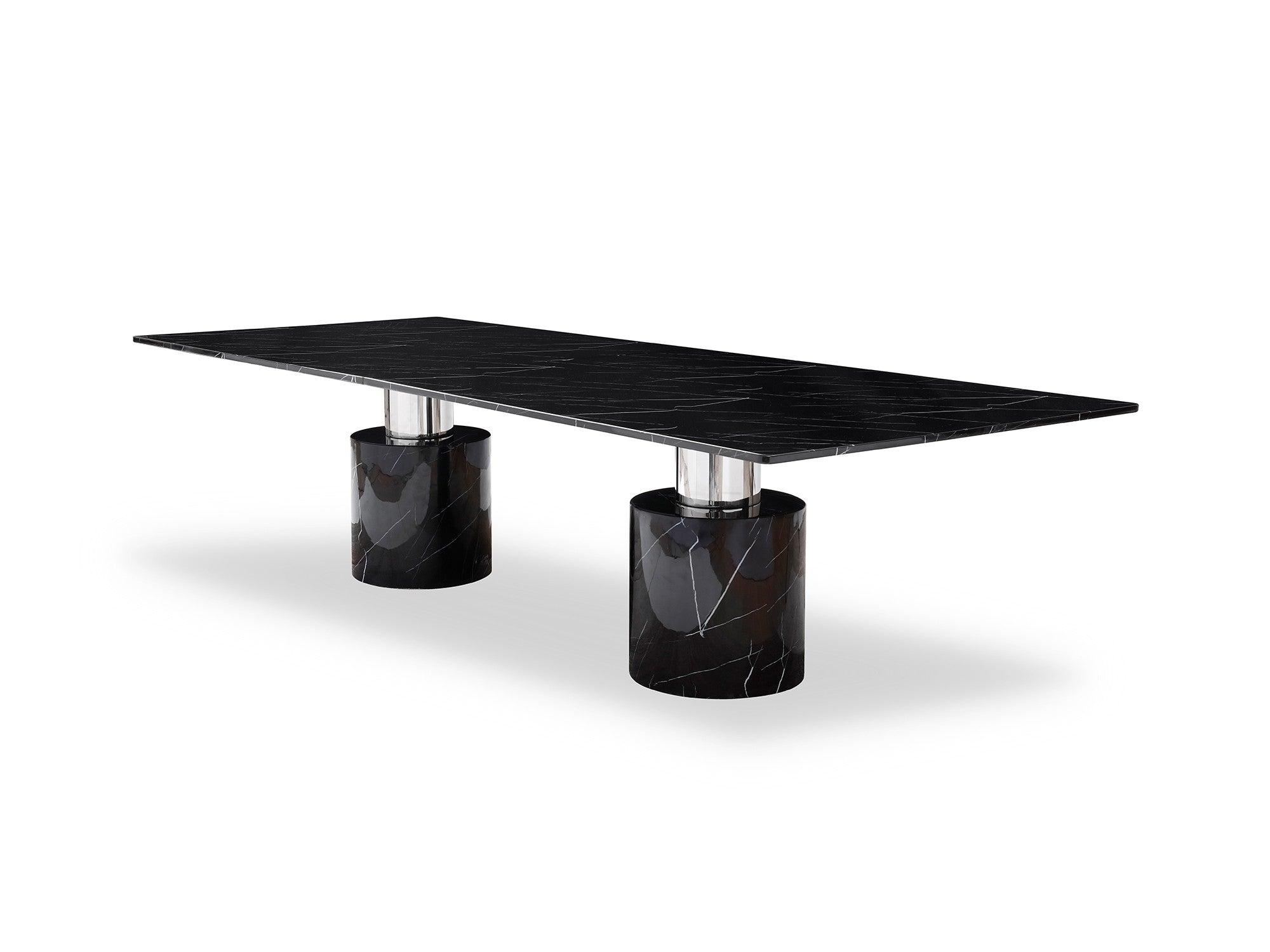 Croatia Marble Rectangle Dining Table in Black - 120"W - Euro Living Furniture