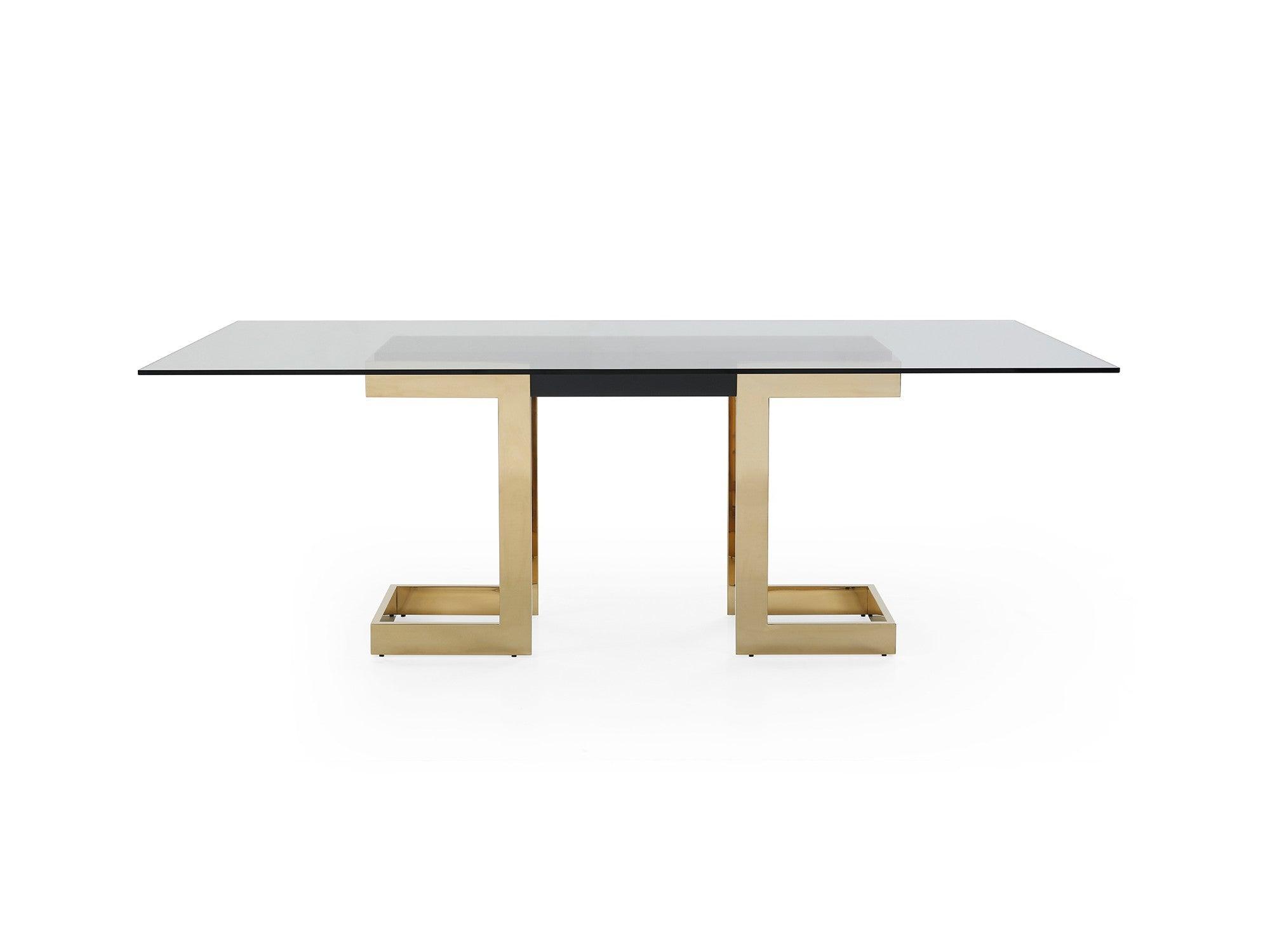 Zen Rectangular Gold Dining Table - 87"W - Euro Living Furniture