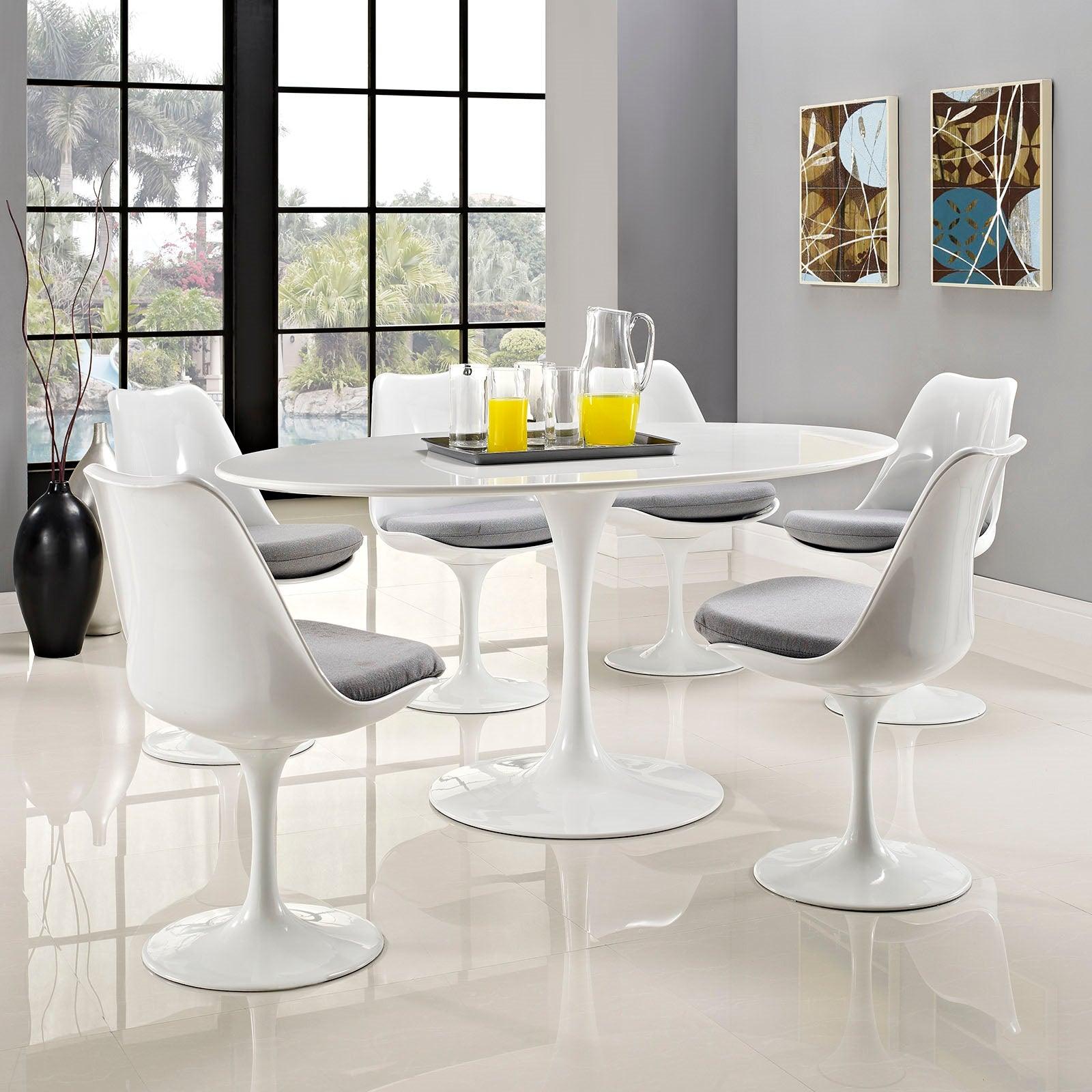 Lola 60" Oval Wood Top Dining Table in White - Euro Living Furniture