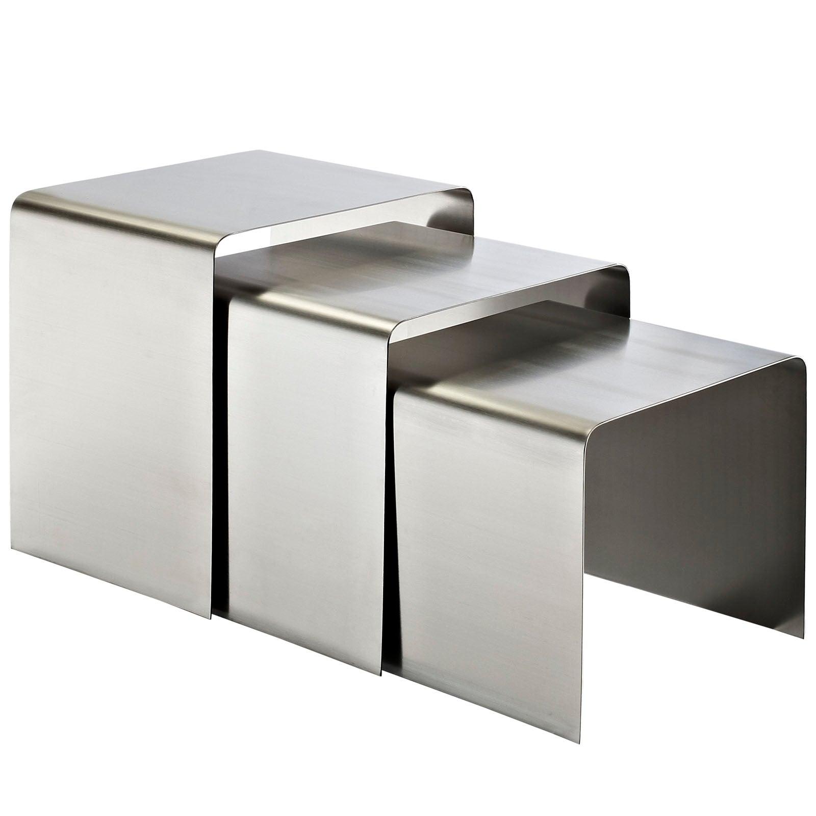 Ross Nesting Table in Silver - Euro Living Furniture