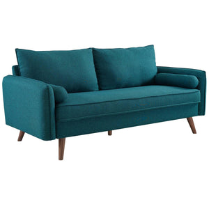 Revine Upholstered Fabric Sofa in Teal - Euro Living Furniture