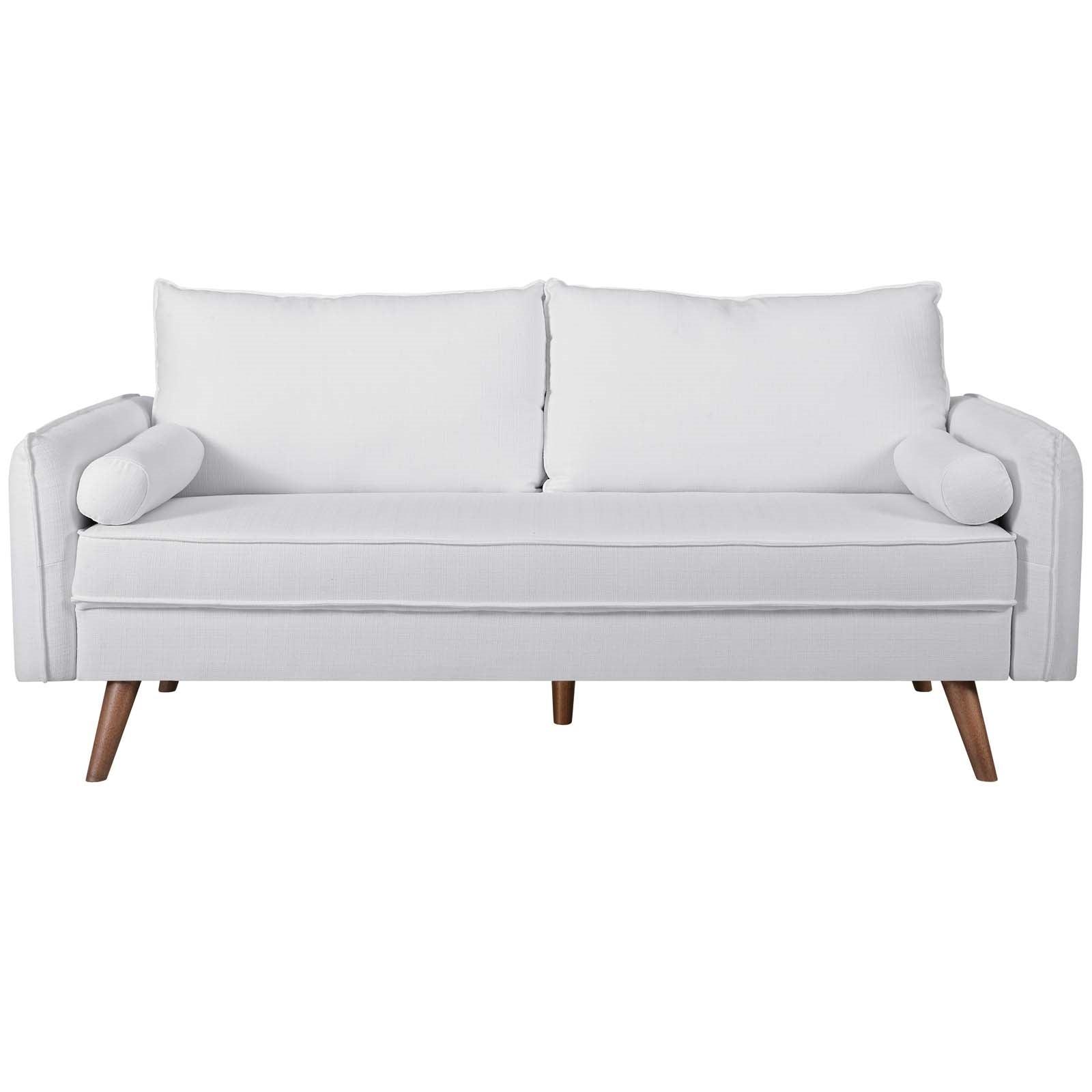 Revine Upholstered Fabric Sofa in White - Euro Living Furniture