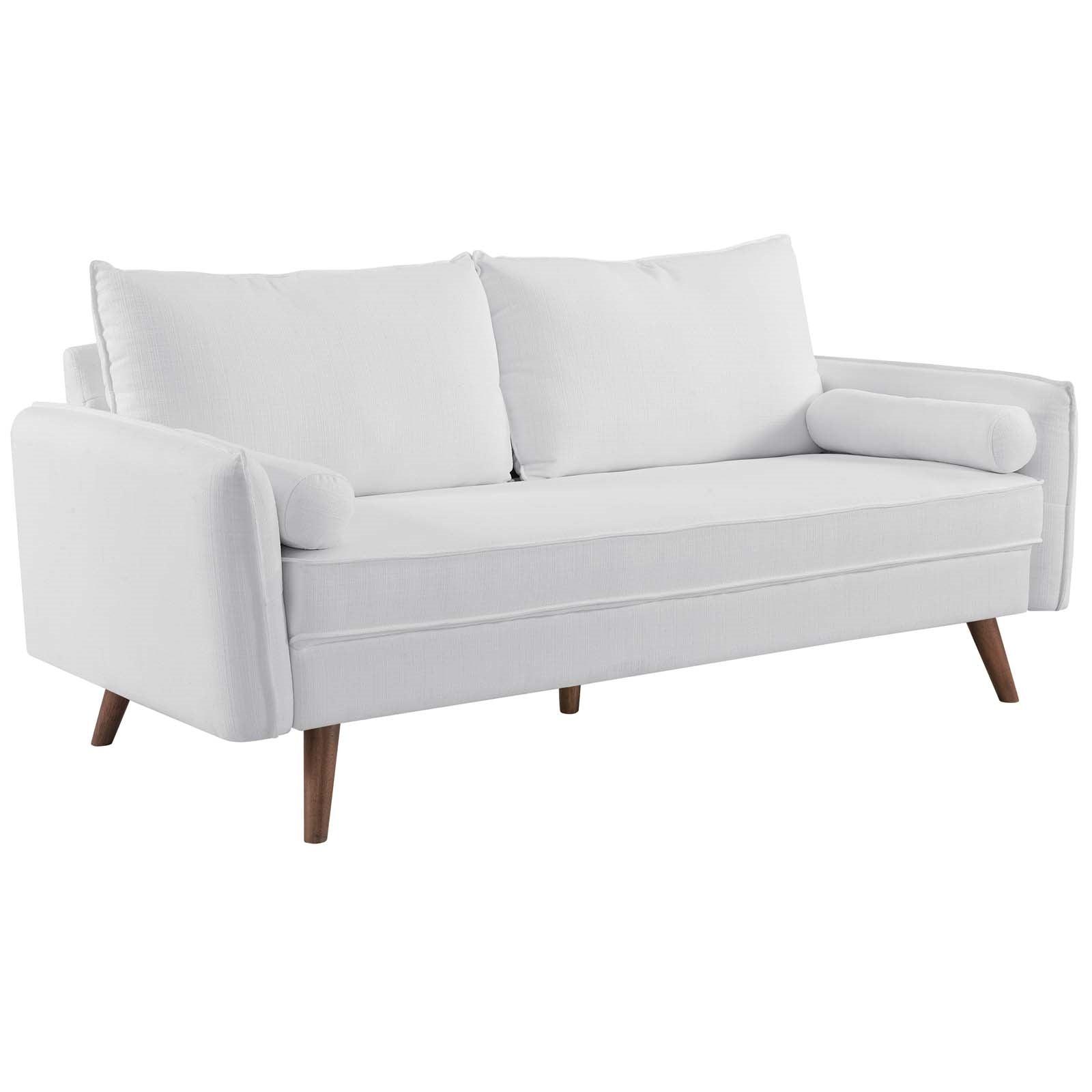 Revine Upholstered Fabric Sofa in White - Euro Living Furniture