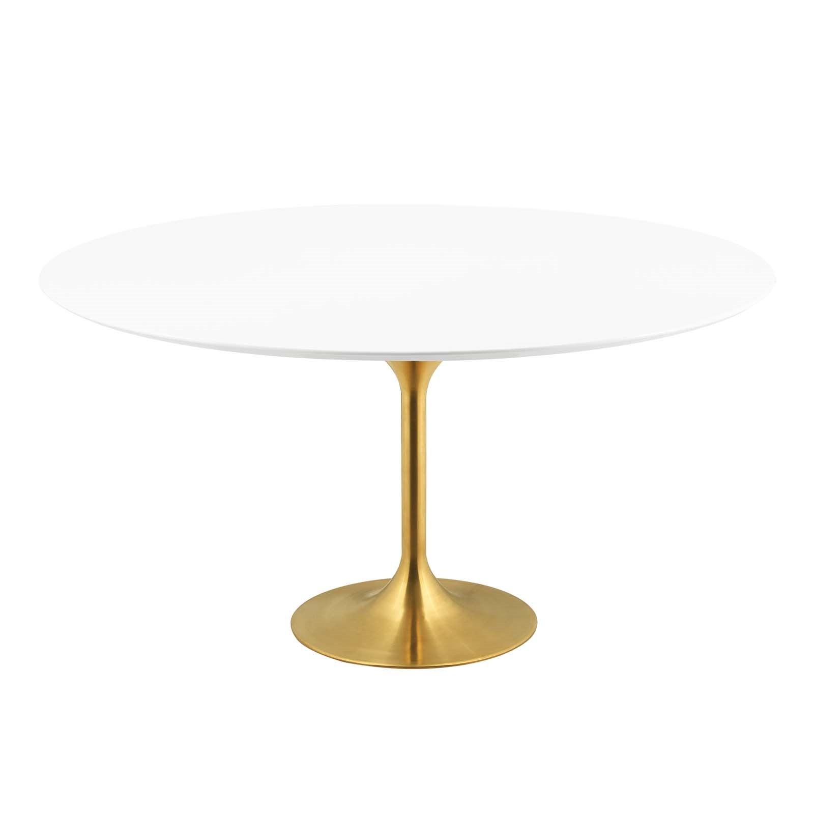 Lola 60" Round Wood Dining Table in Gold White - Euro Living Furniture