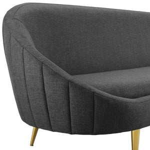 Kathy Curve Back Fabric Sofa in Gray - Euro Living Furniture