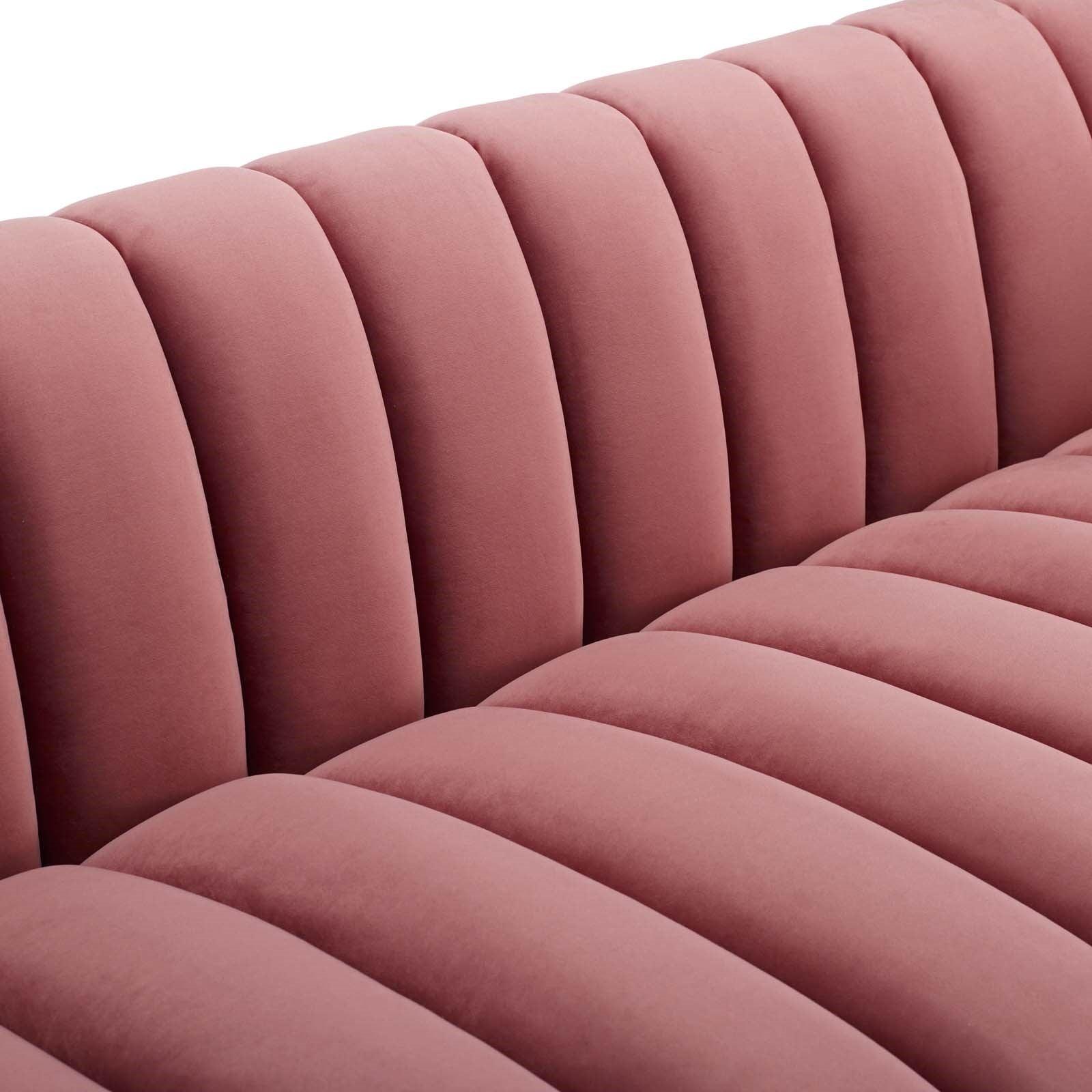 Lyla Tufted Velvet Sofa in Dusty Rose - Euro Living Furniture