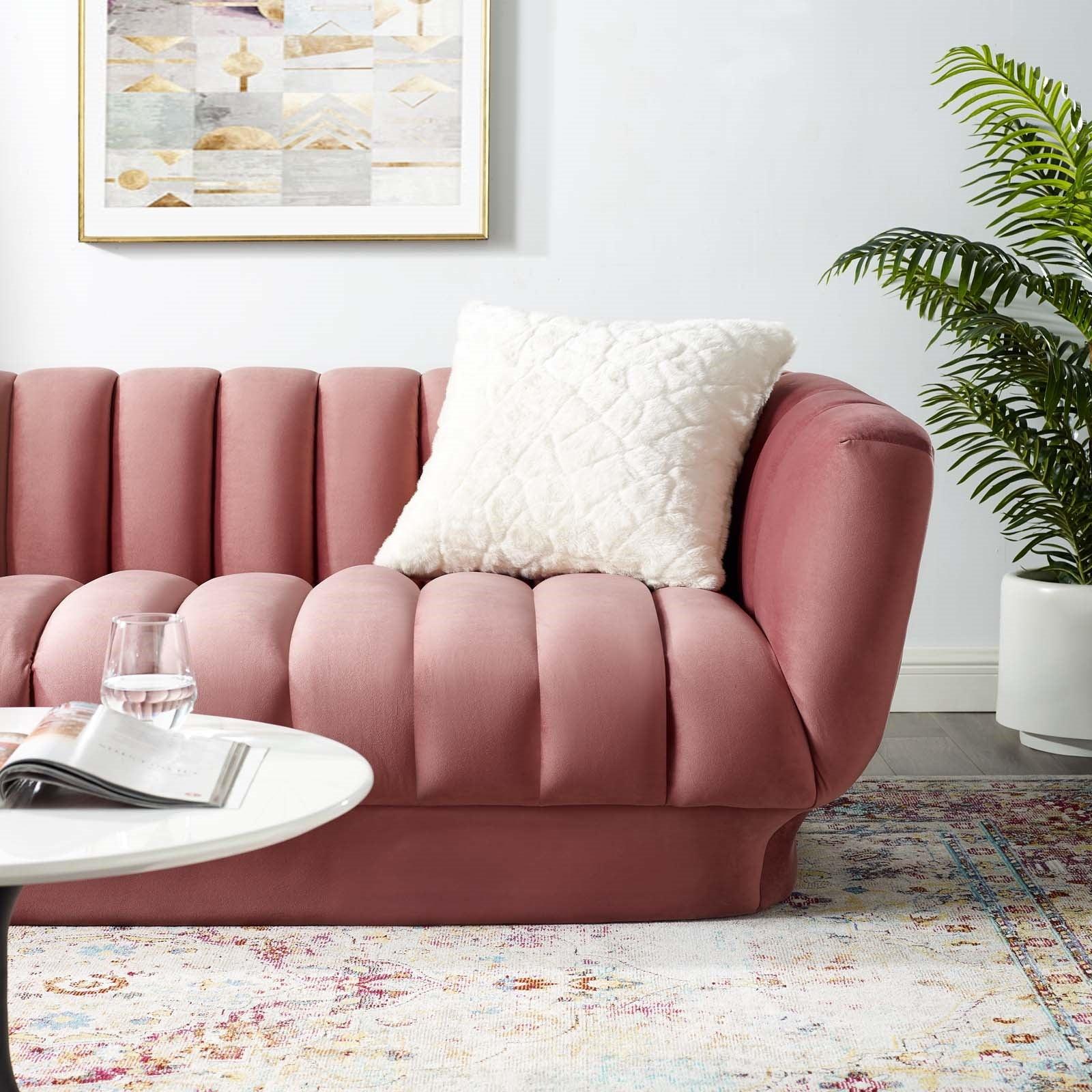 Lyla Tufted Velvet Sofa in Dusty Rose - Euro Living Furniture