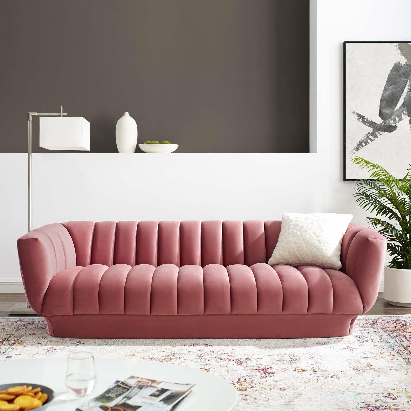 Lyla Tufted Velvet Sofa in Dusty Rose - Euro Living Furniture
