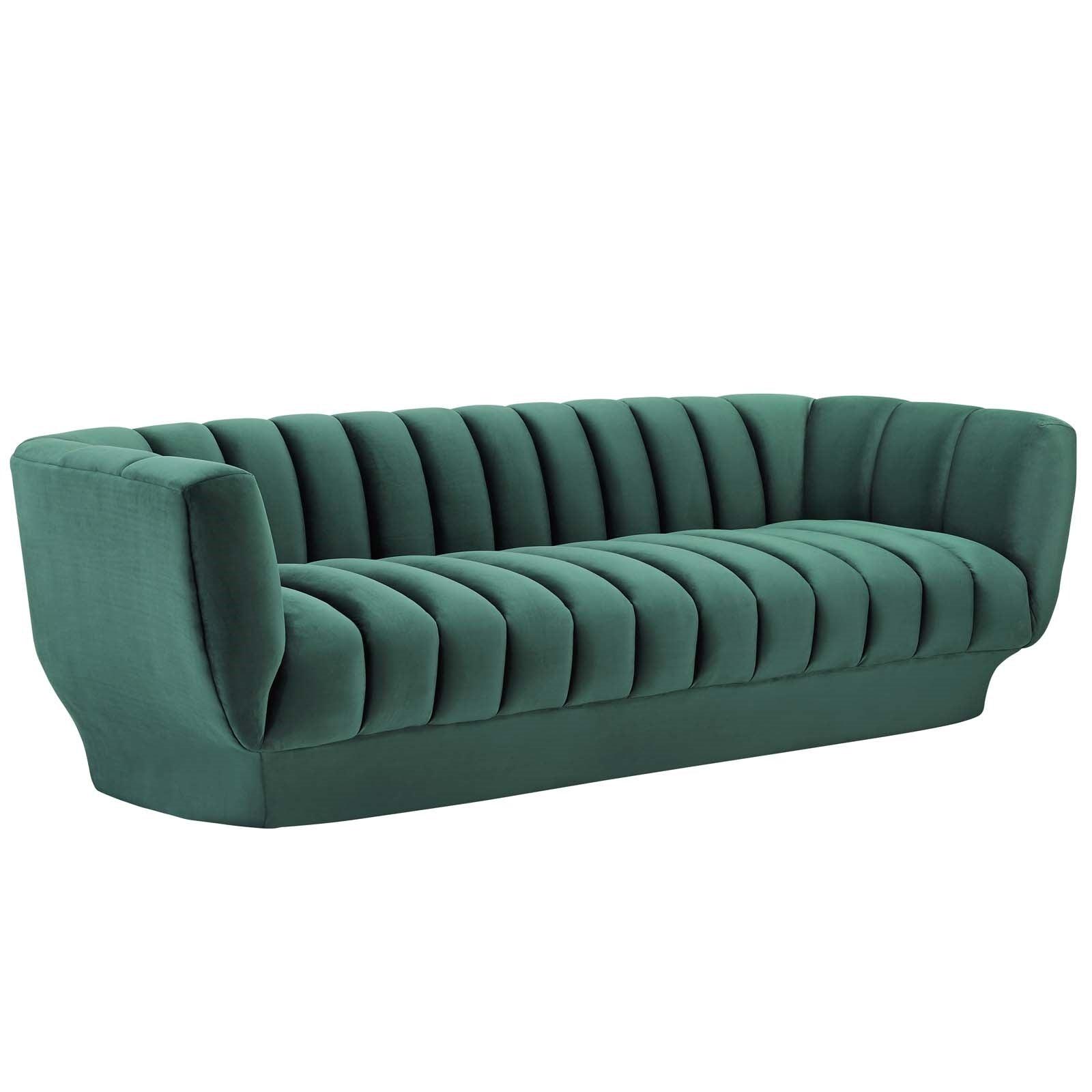 Lyla Tufted Velvet Sofa in Green - Euro Living Furniture
