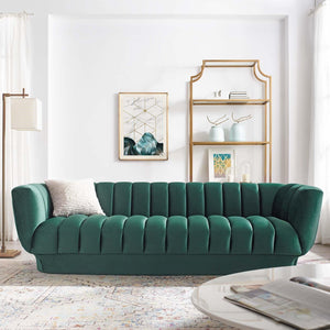Lyla Tufted Velvet Sofa in Green - Euro Living Furniture