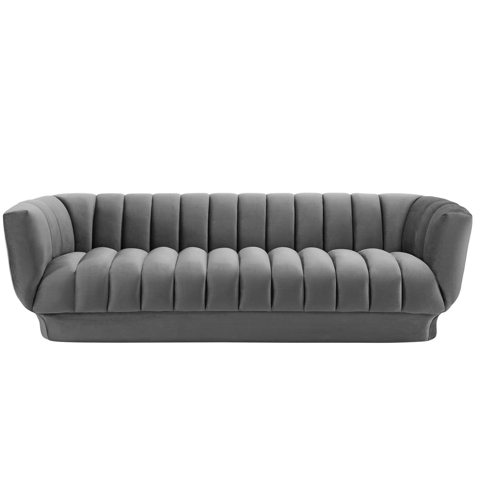 Lyla Tufted Velvet Sofa in Gray - Euro Living Furniture