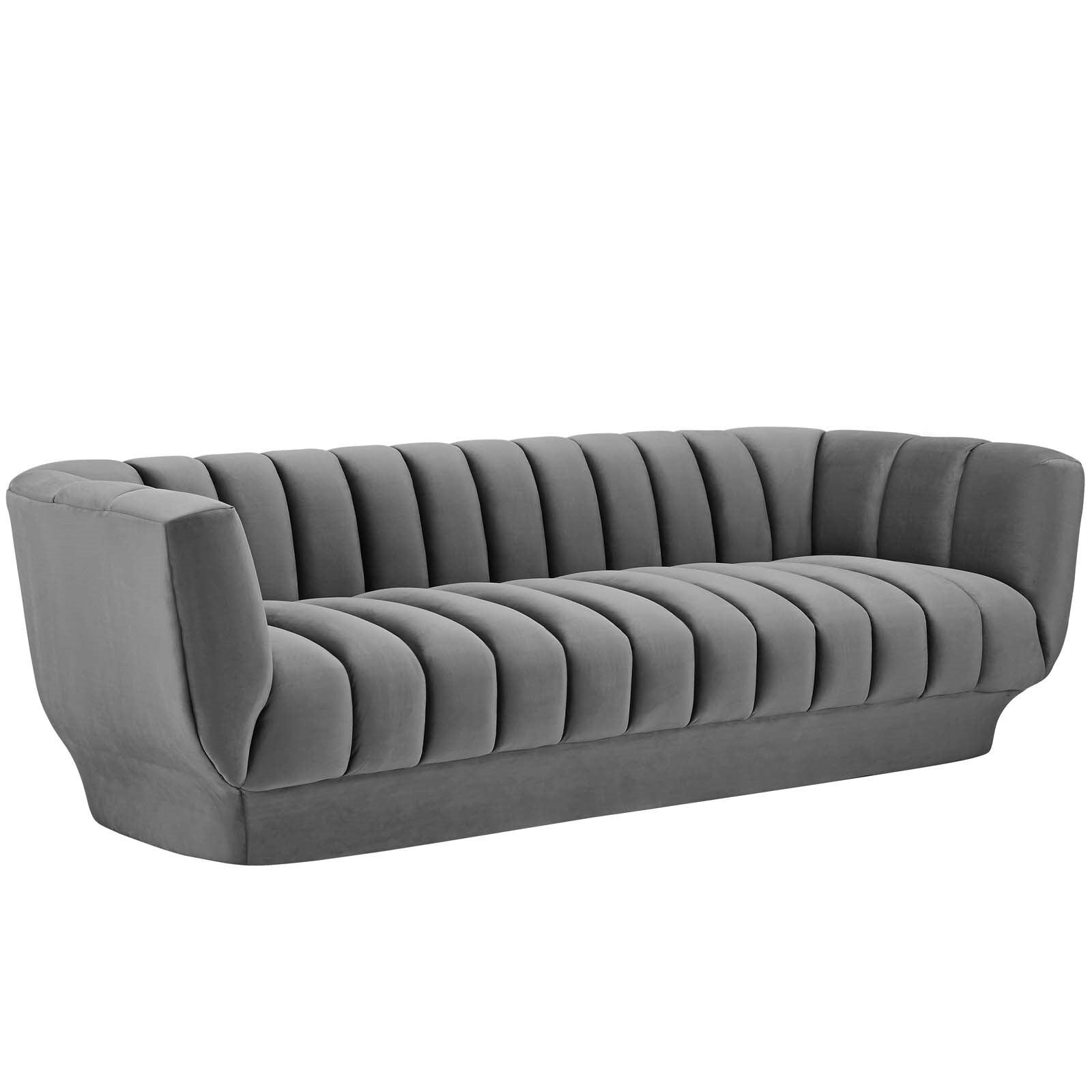 Lyla Tufted Velvet Sofa In Gray Euro