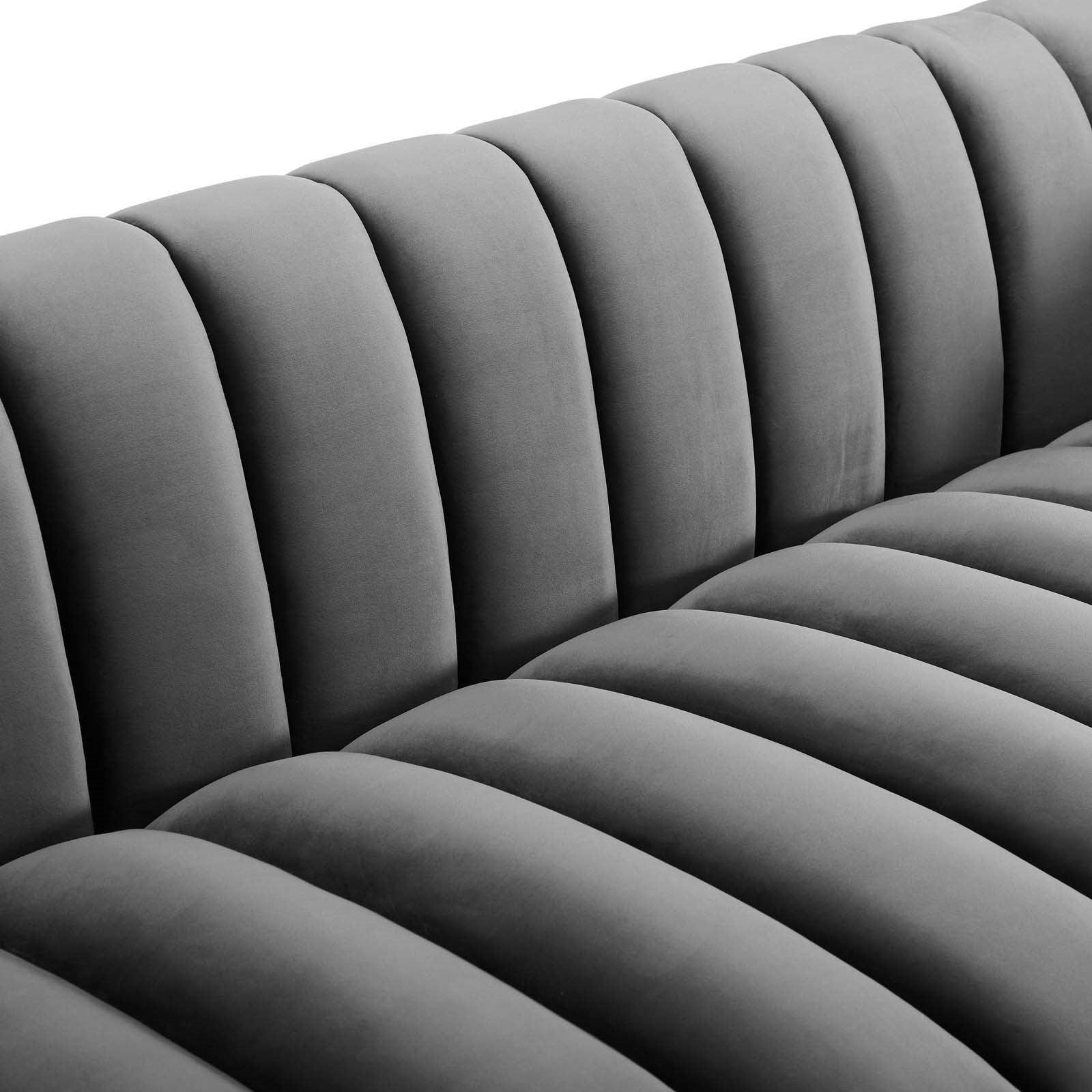 Lyla Tufted Velvet Sofa in Gray - Euro Living Furniture