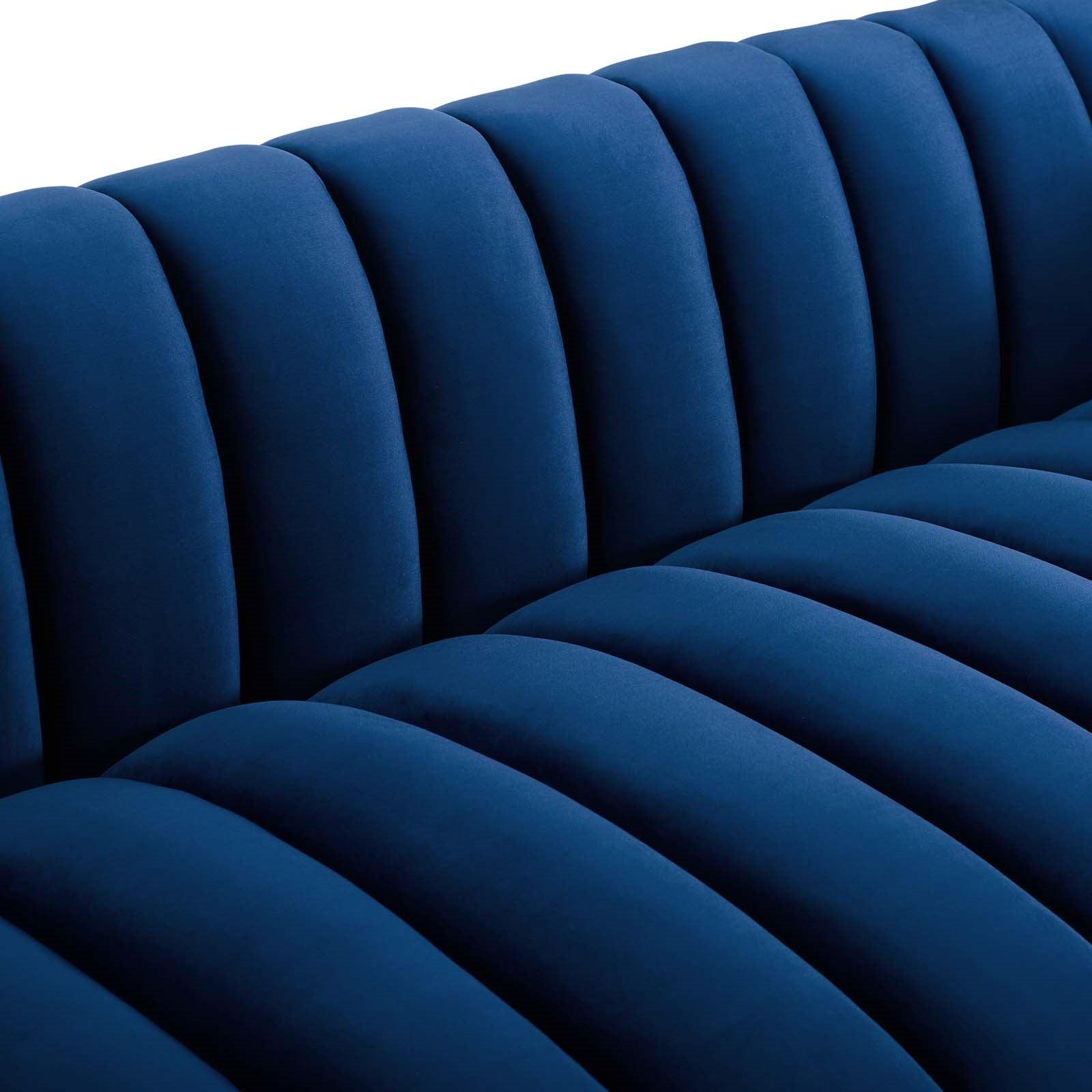 Lyla Tufted Velvet Sofa in Navy - Euro Living Furniture