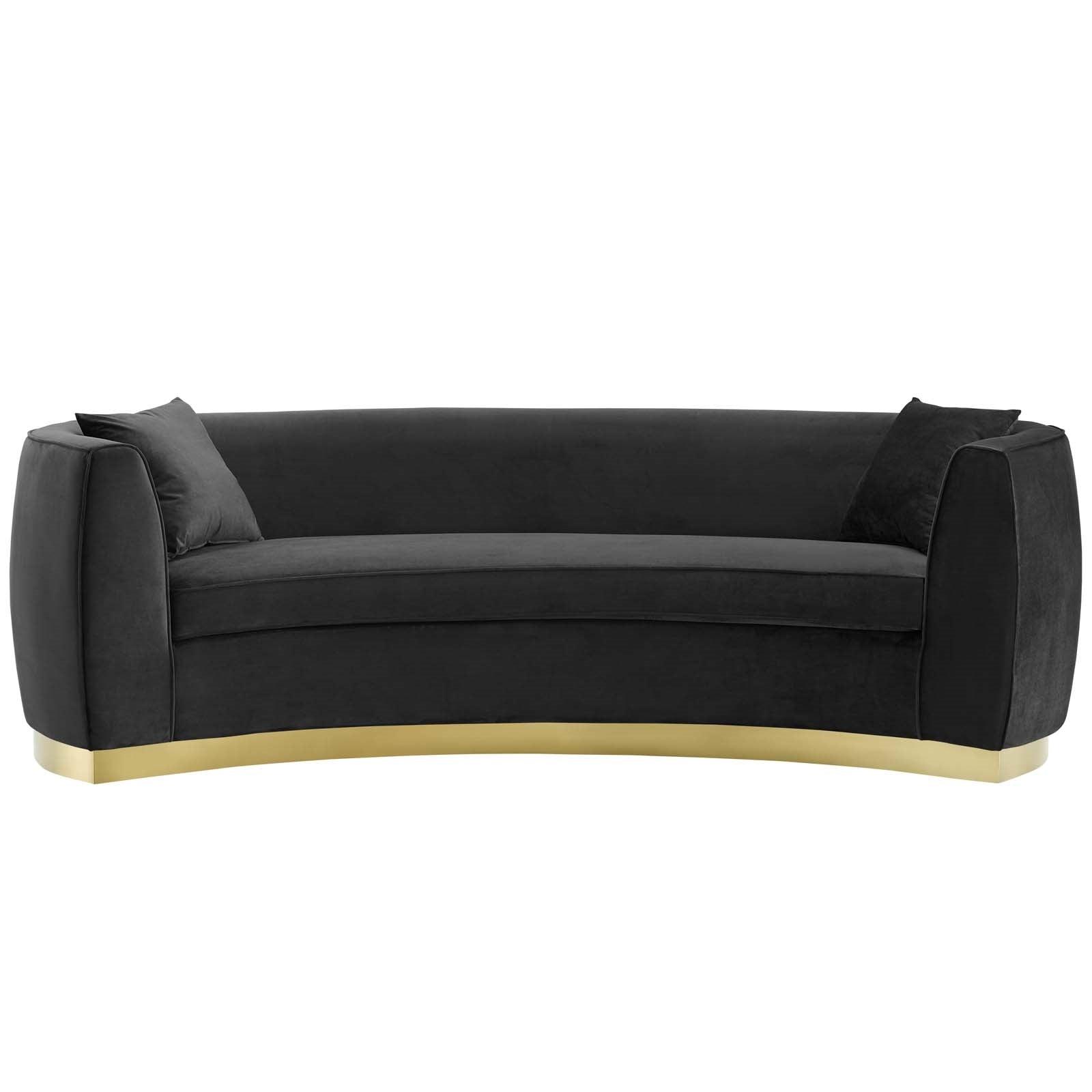 Curvy Velvet Sofa in Black - Euro Living Furniture