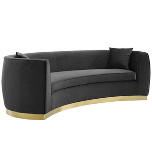 Curvy Velvet Sofa in Black - Euro Living Furniture
