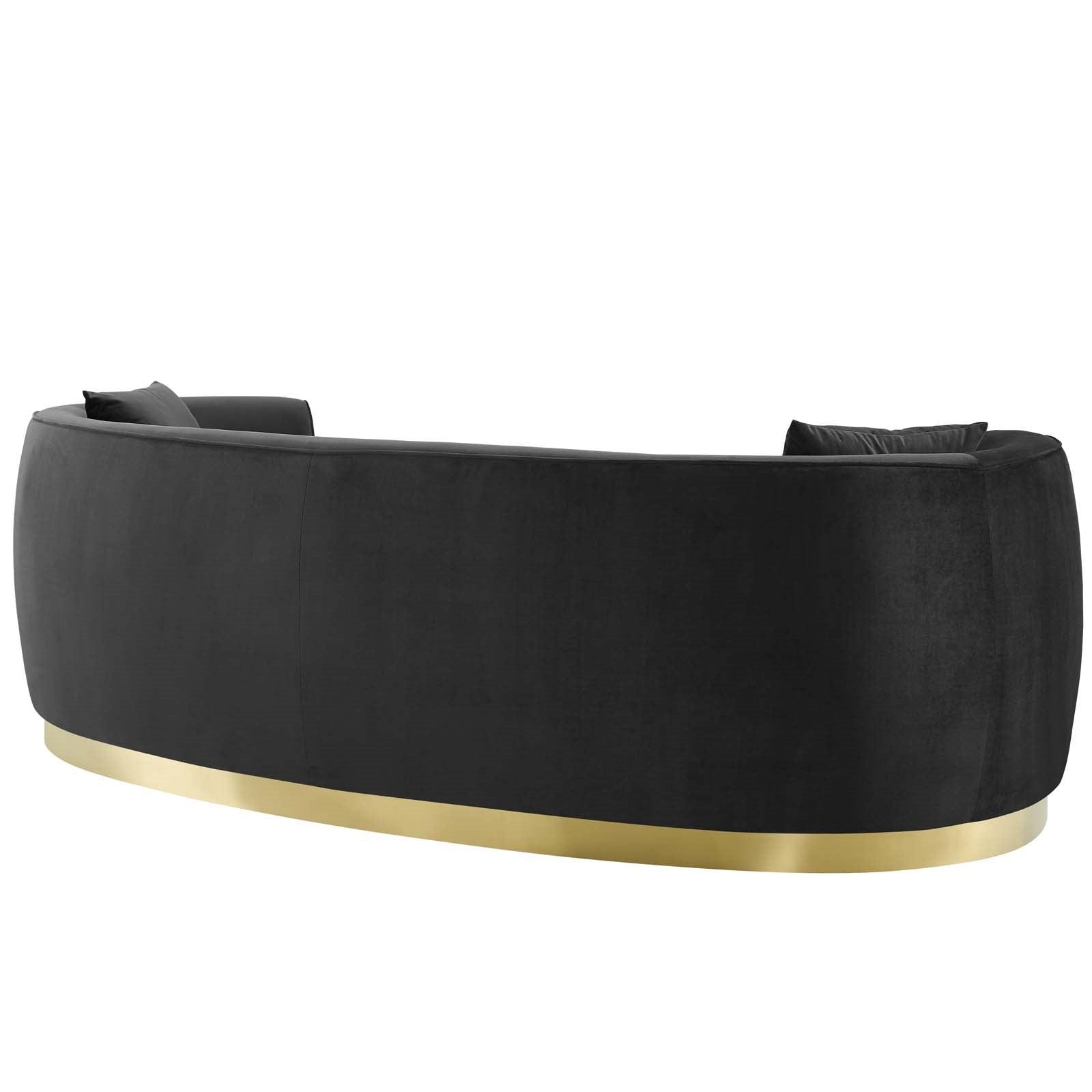 Curvy Velvet Sofa in Black - Euro Living Furniture