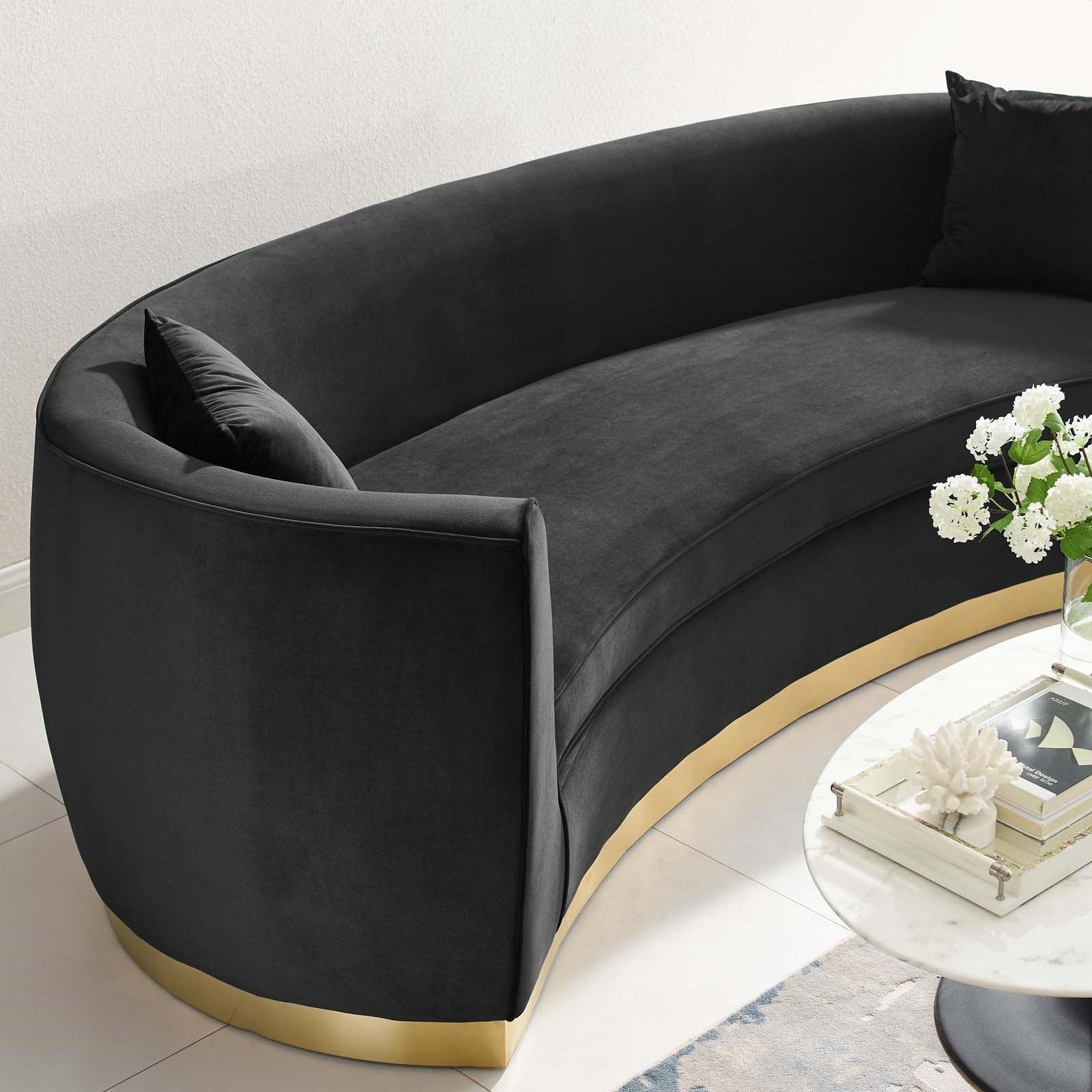 Curvy Velvet Sofa in Black - Euro Living Furniture