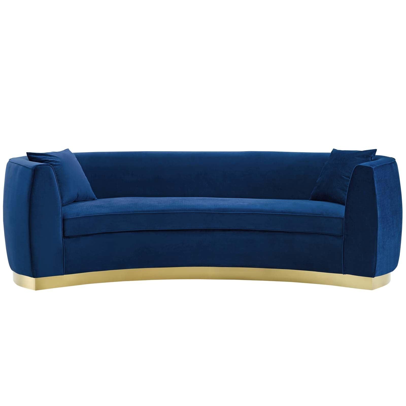 Curvy Velvet Sofa in Navy - Euro Living Furniture