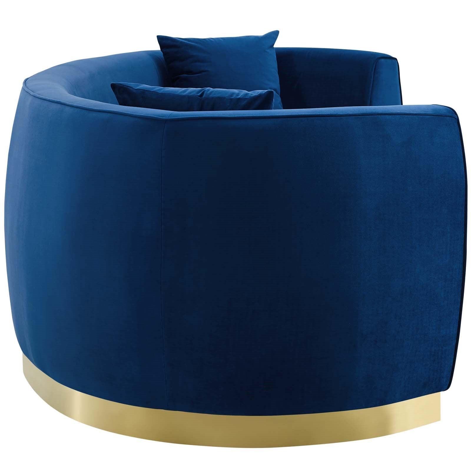 Curvy Velvet Sofa in Navy - Euro Living Furniture