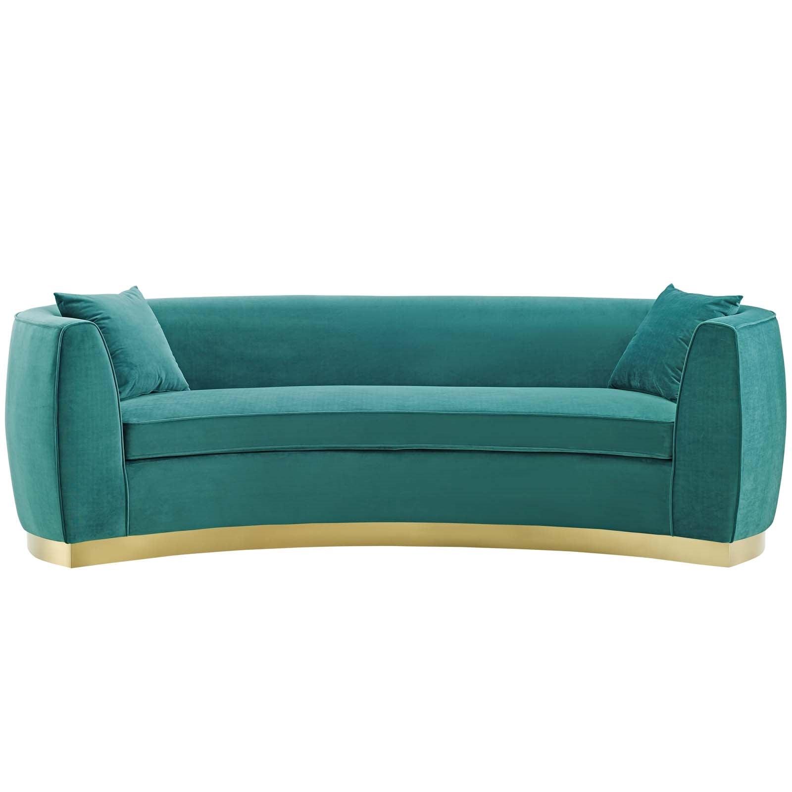 Curvy Velvet Sofa in Teal - Euro Living Furniture