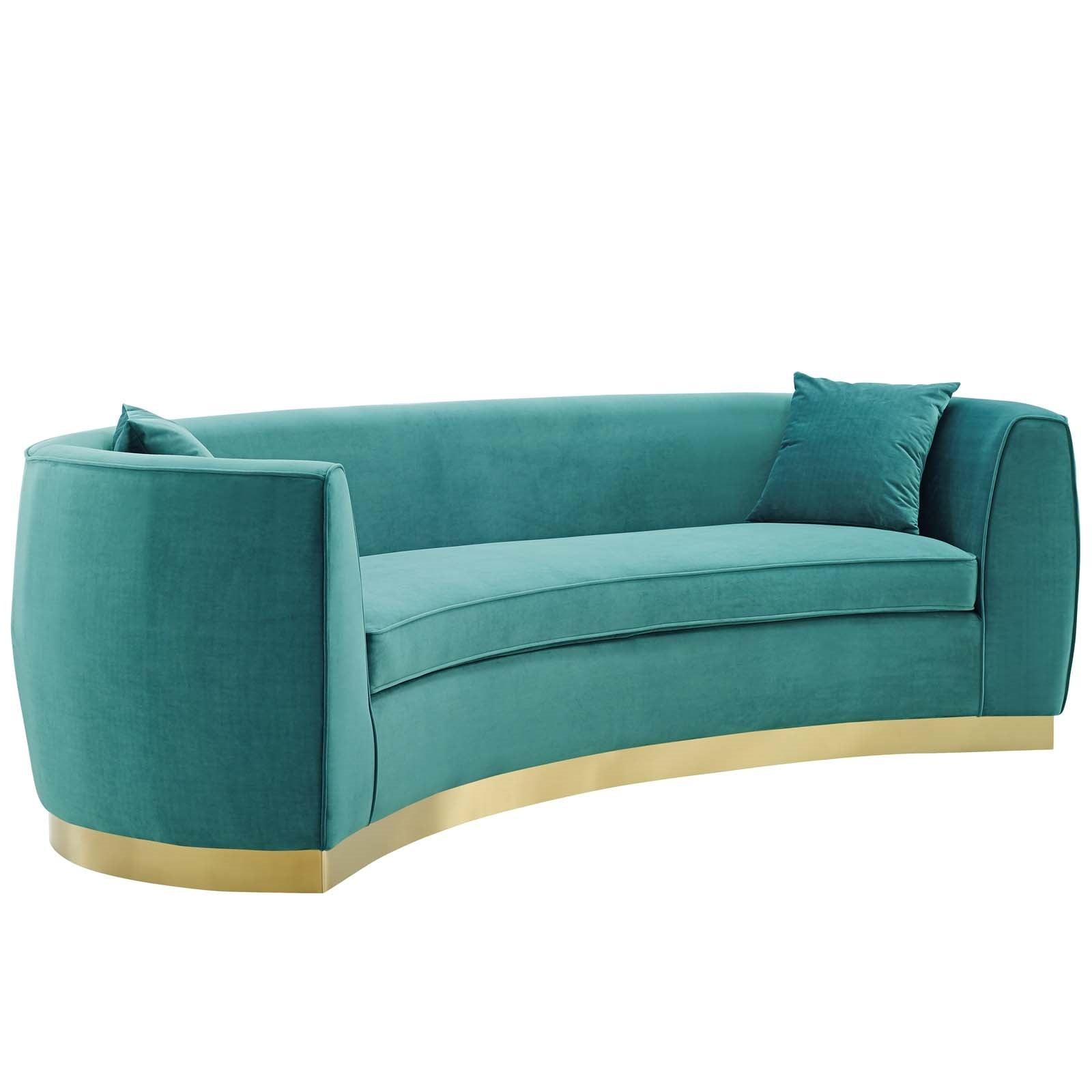 Curvy Velvet Sofa in Teal - Euro Living Furniture