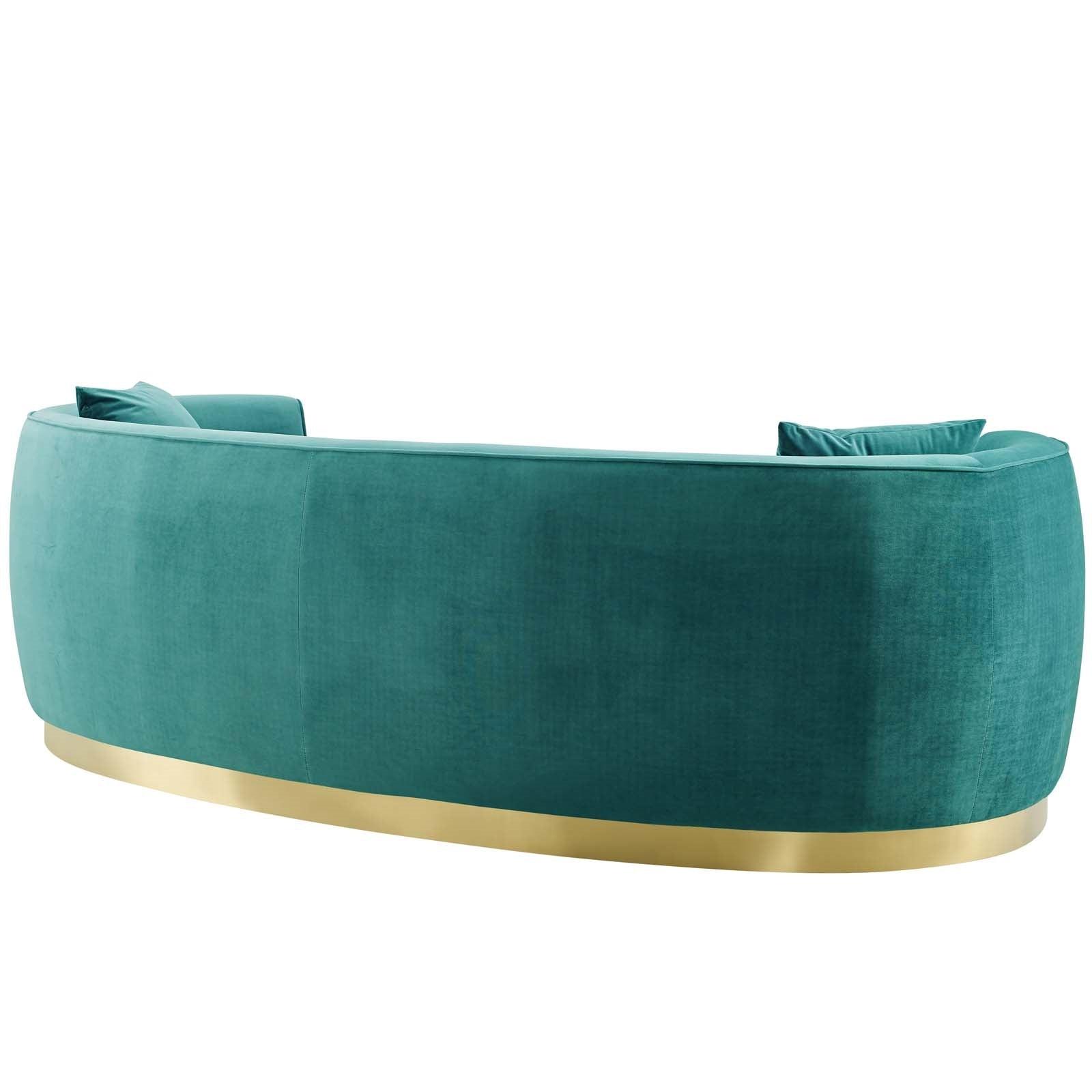 Curvy Velvet Sofa in Teal - Euro Living Furniture