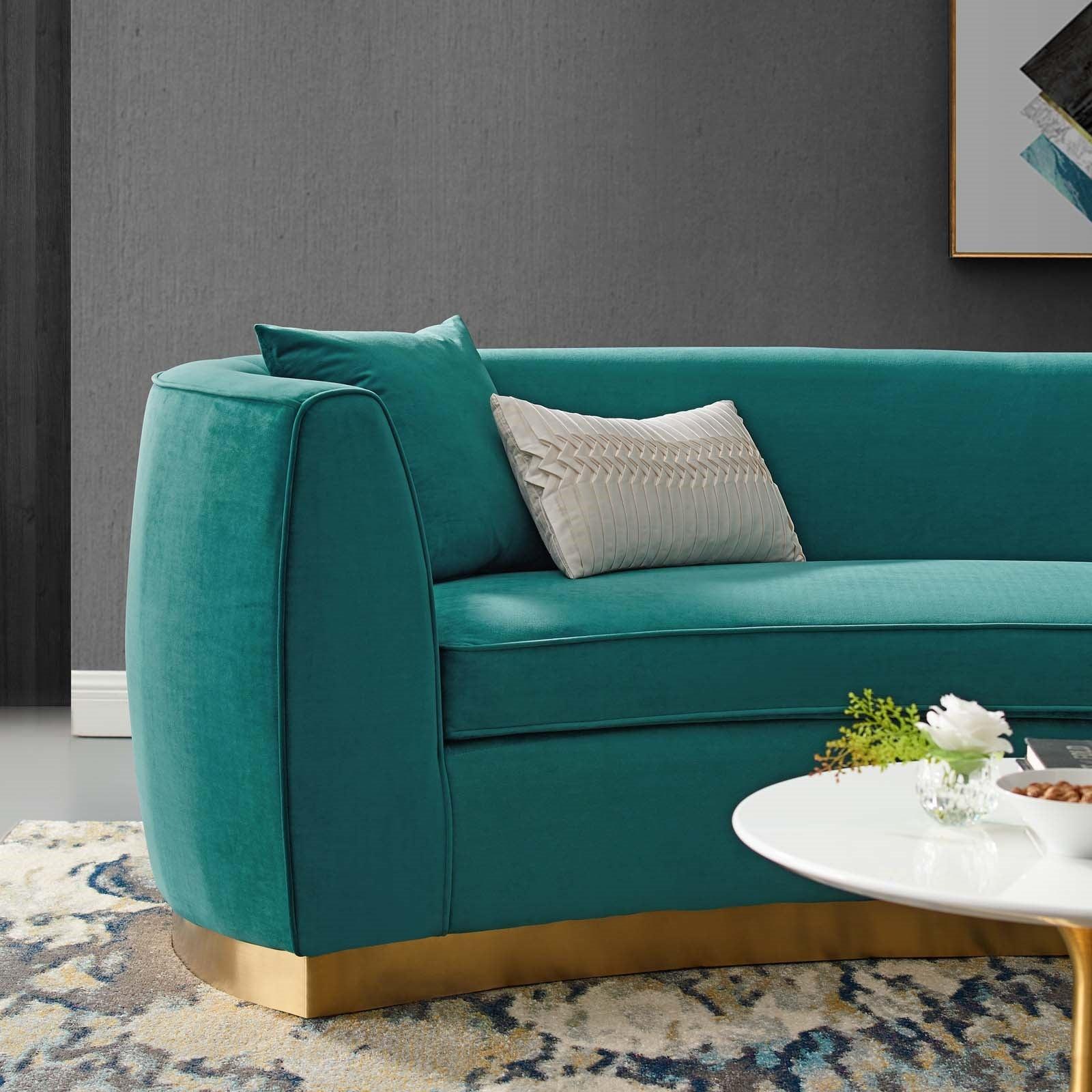 Curvy Velvet Sofa in Teal - Euro Living Furniture