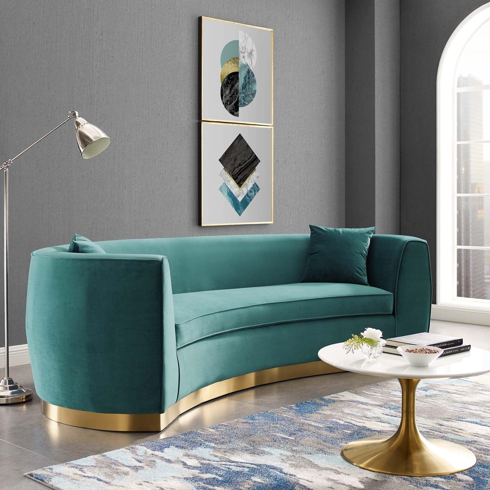 Curvy Velvet Sofa in Teal - Euro Living Furniture