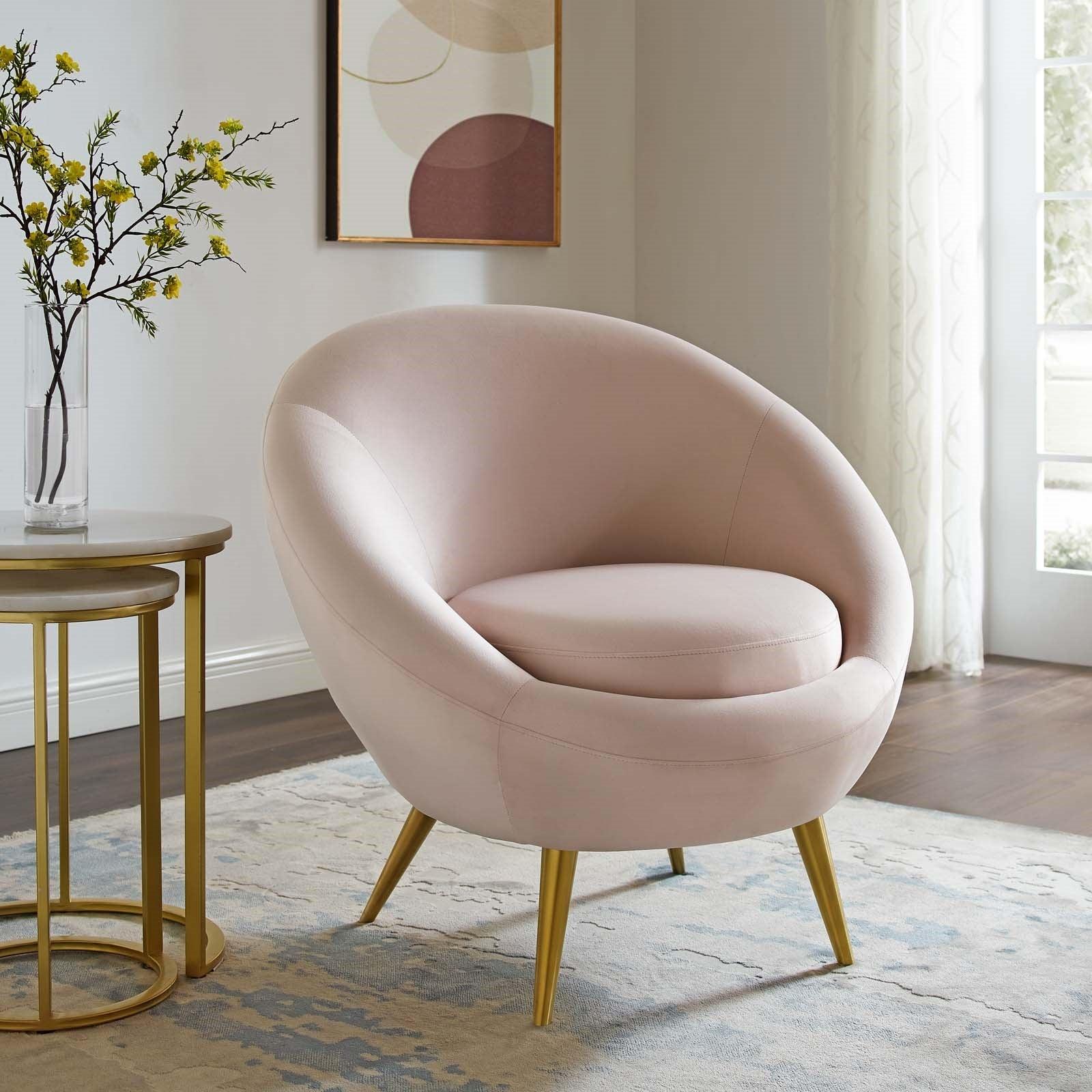 Circa Velvet Accent Chair in Pink - Euro Living Furniture
