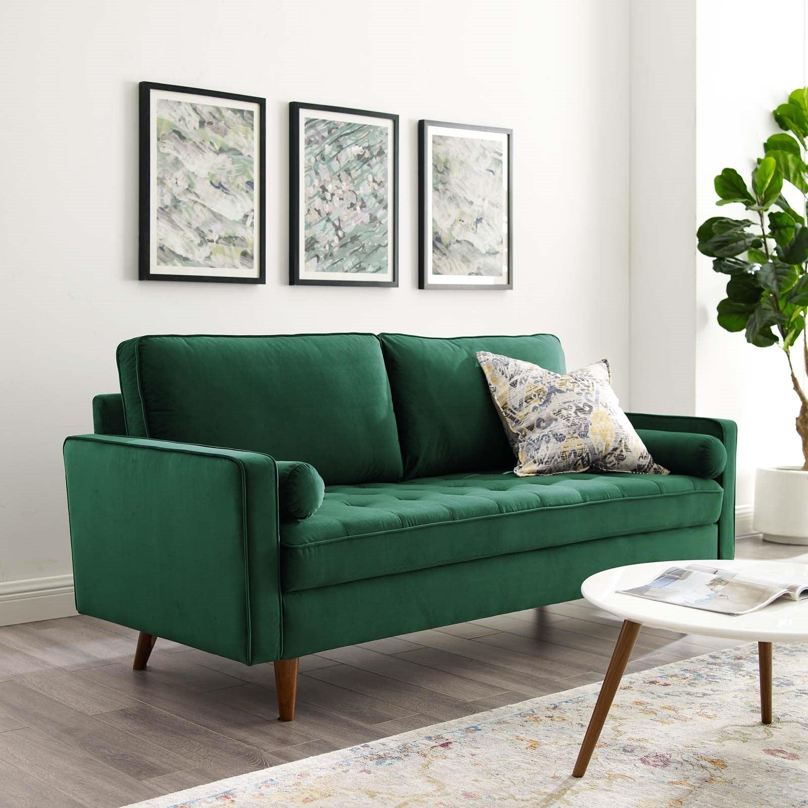 Valerie Velvet Sofa in Green - Euro Living Furniture