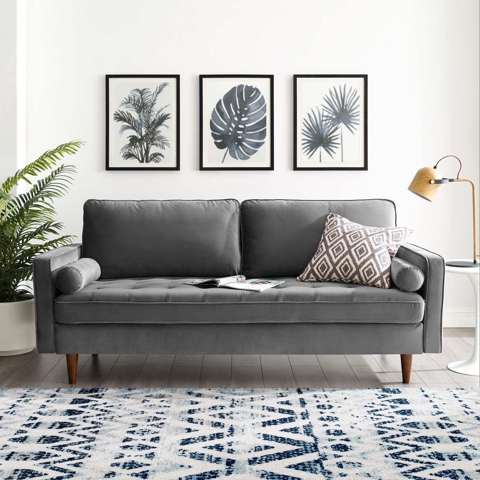 Valerie Velvet Sofa in Gray - Euro Living Furniture