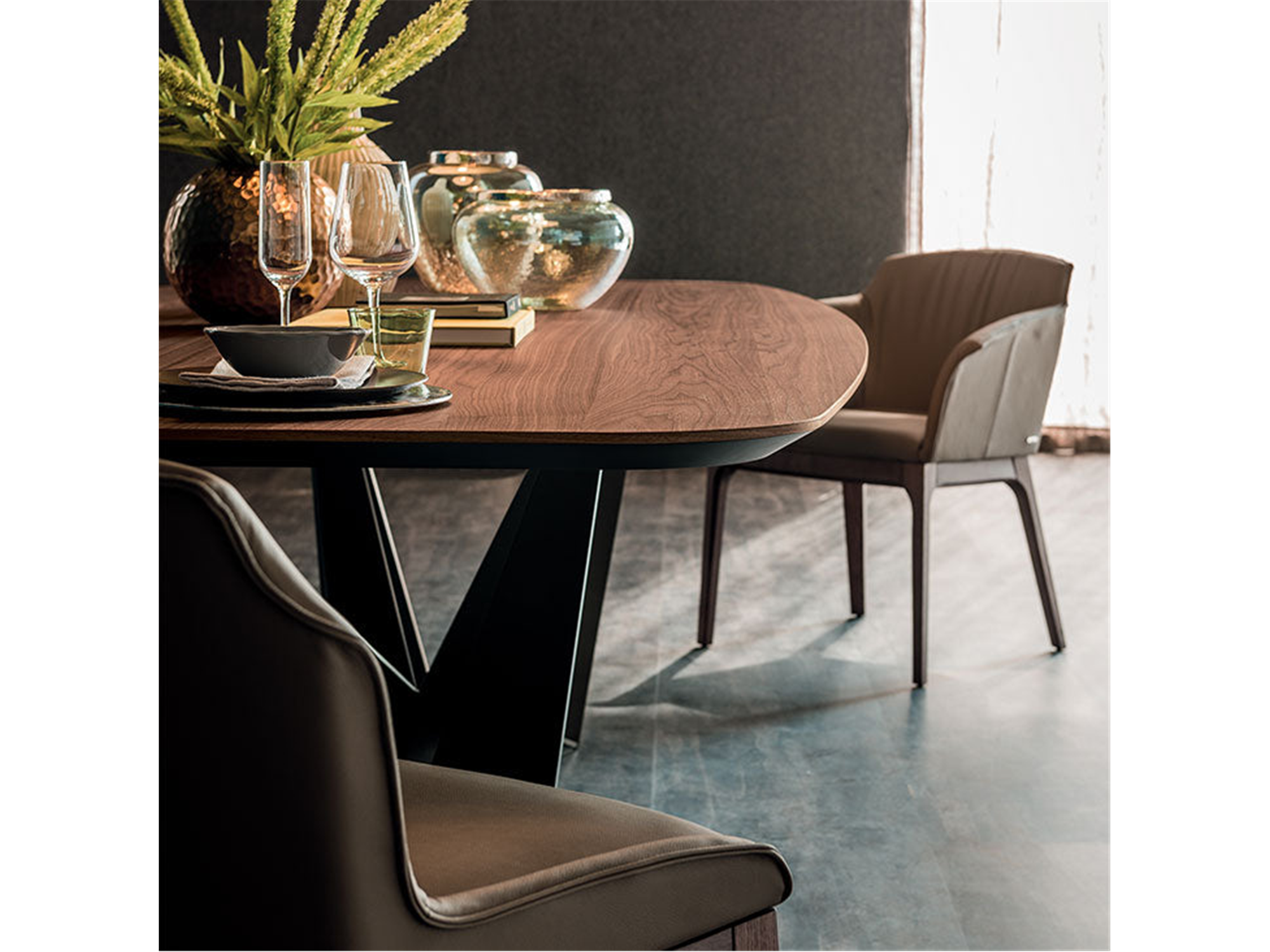 Skorpio Wood Barrel Dining Table - 118"W - Euro Living Furniture