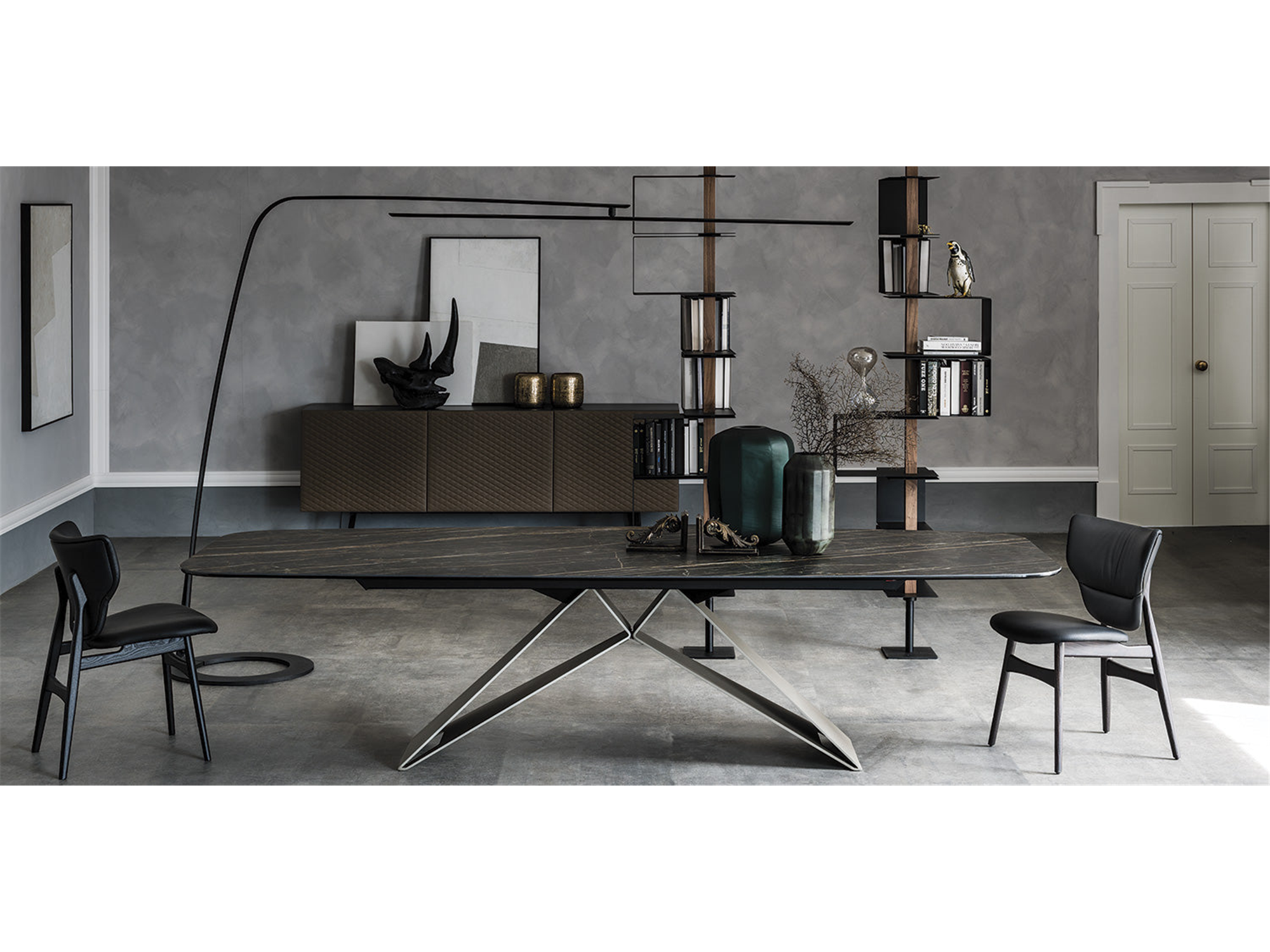 Premier Keramik Dining Table - 118"W - Euro Living Furniture