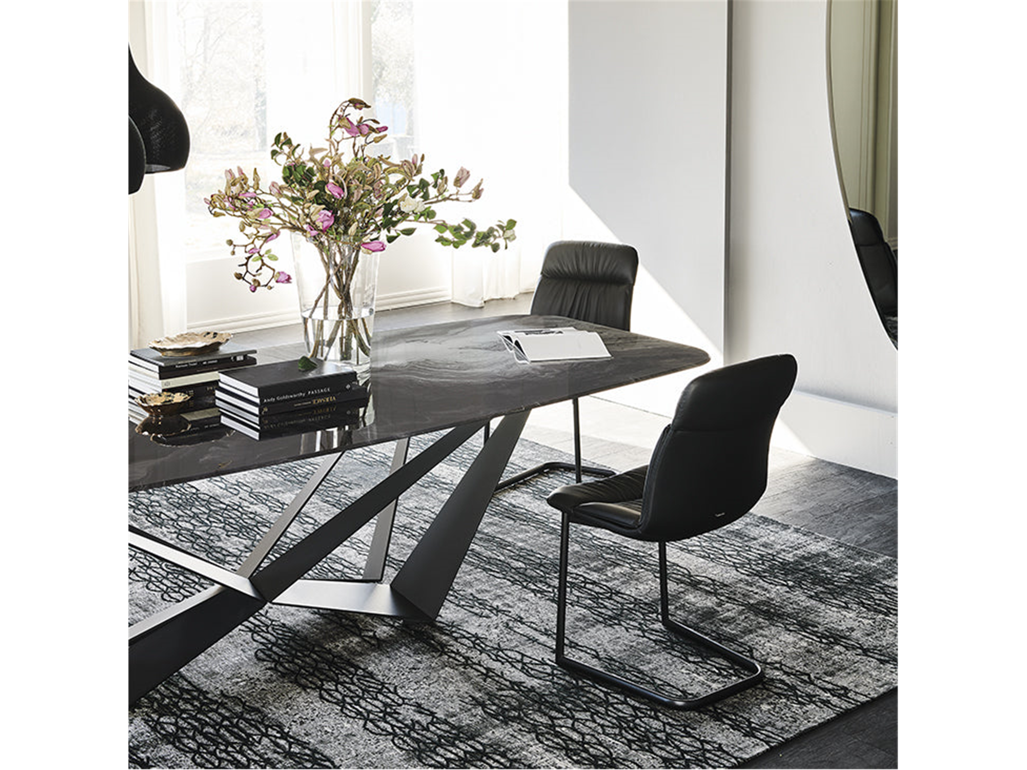 Skorpio Crystalart Dining table - 118"W - Euro Living Furniture