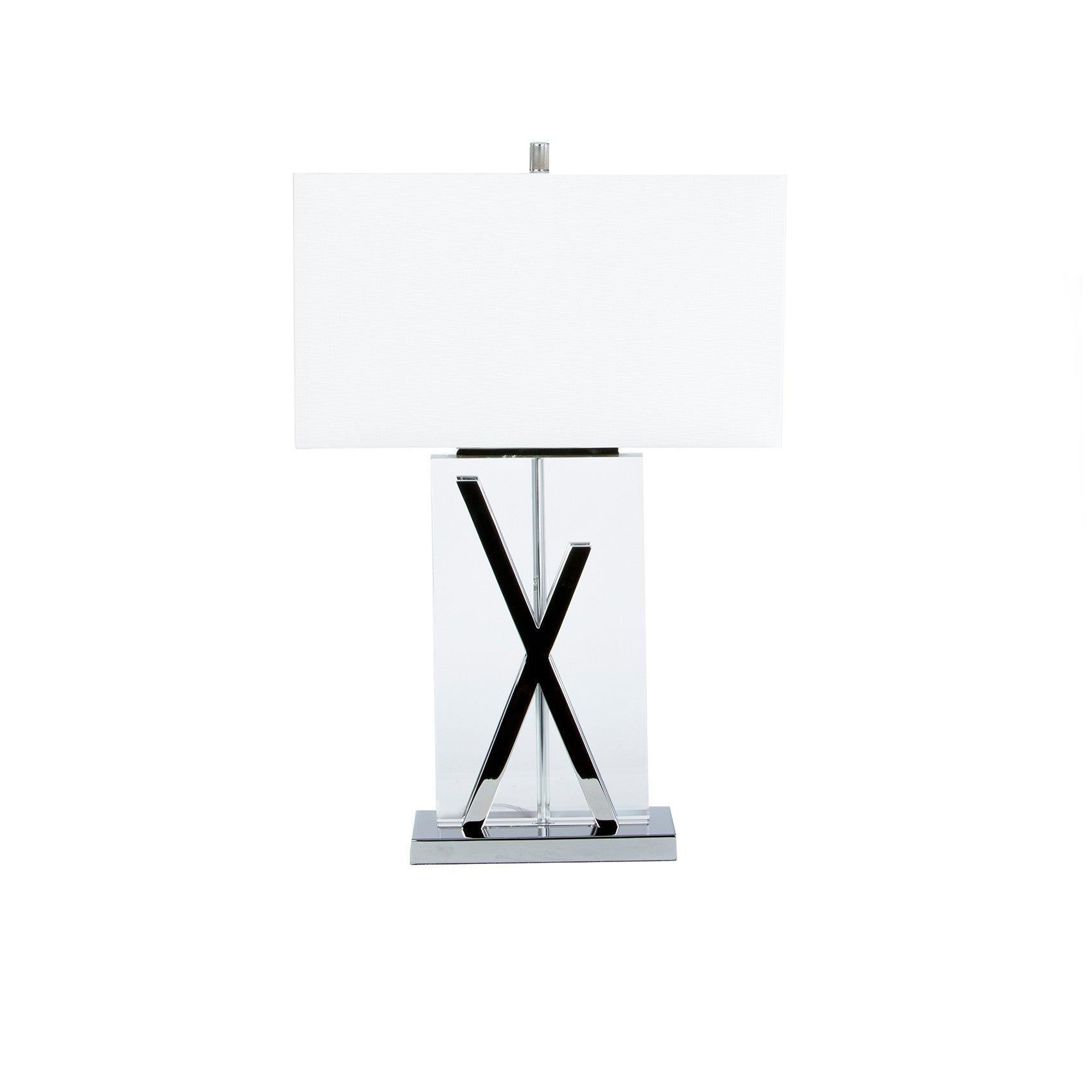 X SHAPE CHROME TABLE LAMP - Euro Living Furniture