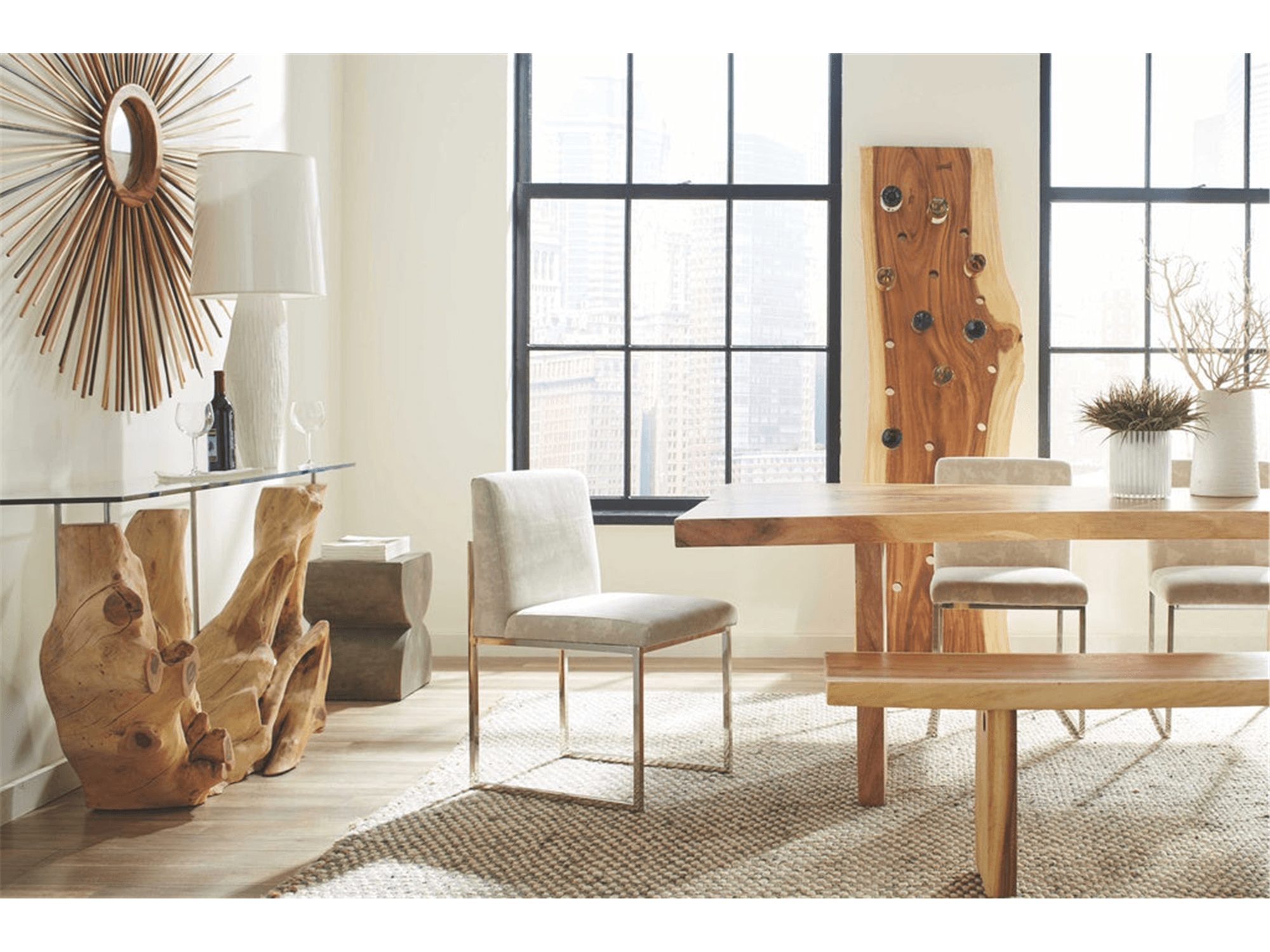 Mateo Freeform Dining Table with Wood Base - Euro Living Furniture