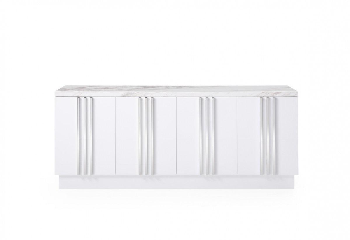 Luxe Modern Marble & Stainless Steel Buffet - Euro Living Furniture