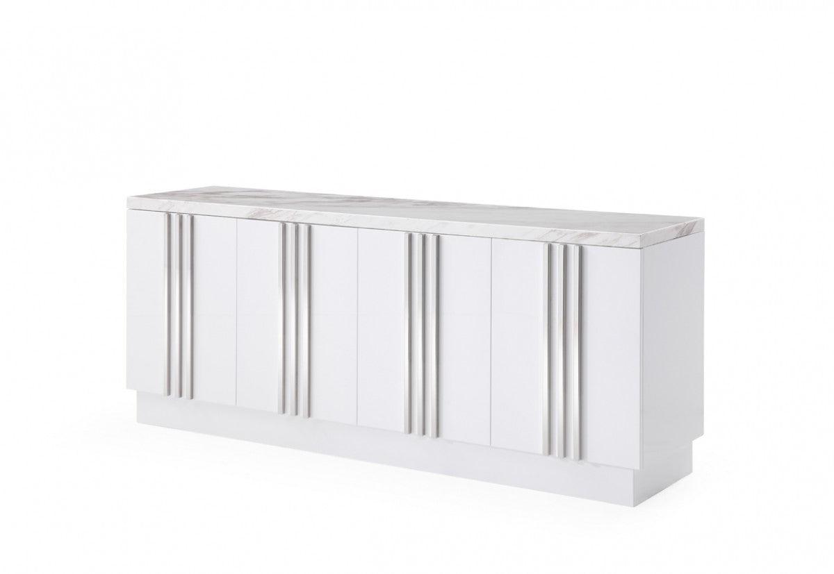 Luxe Modern Marble & Stainless Steel Buffet - Euro Living Furniture