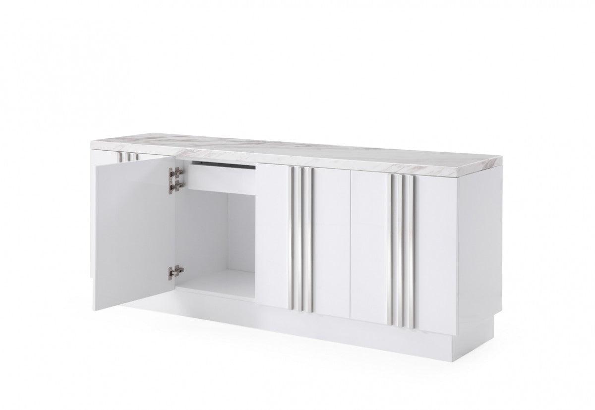 Luxe Modern Marble & Stainless Steel Buffet - Euro Living Furniture