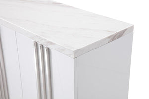Luxe Modern Marble & Stainless Steel Buffet - Euro Living Furniture