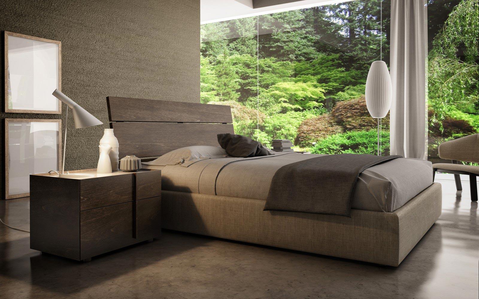 Plank Wooden Headboard Bed - Euro Living Furniture