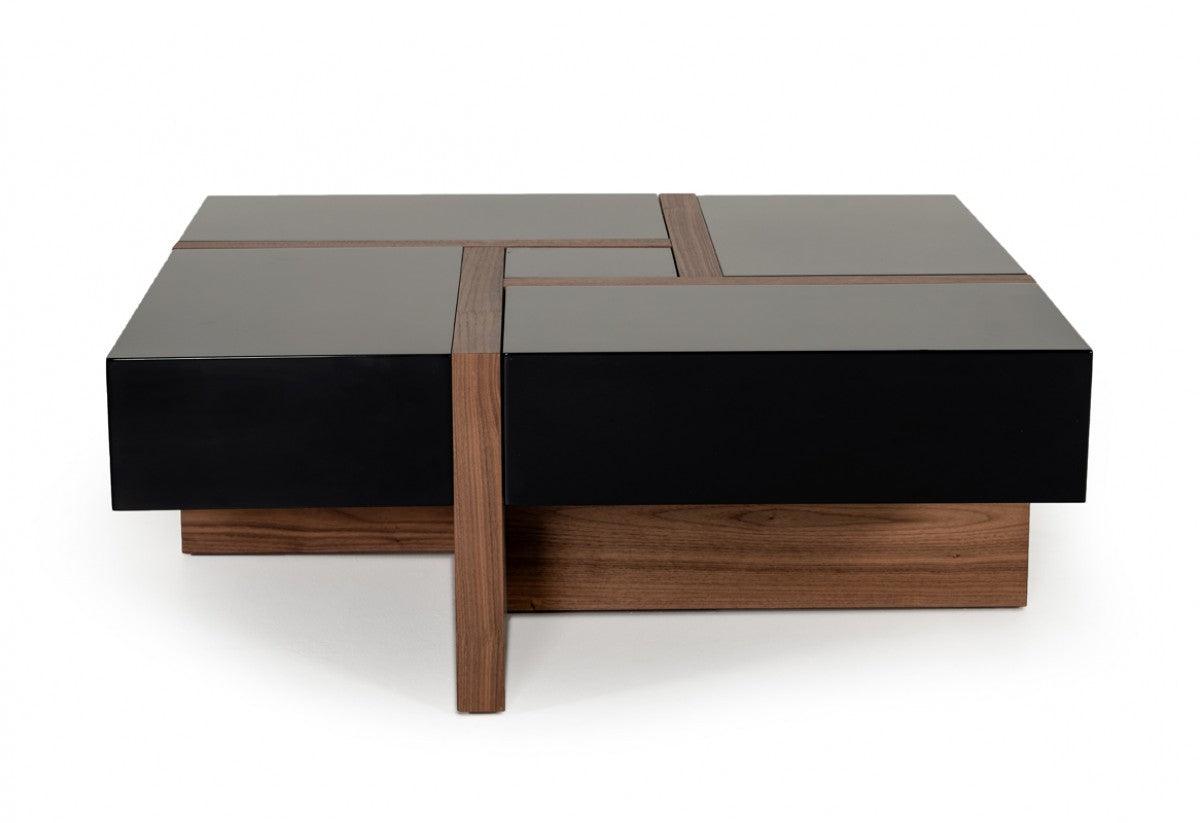 Malibu Modern Black & Walnut Coffee Table - Euro Living Furniture