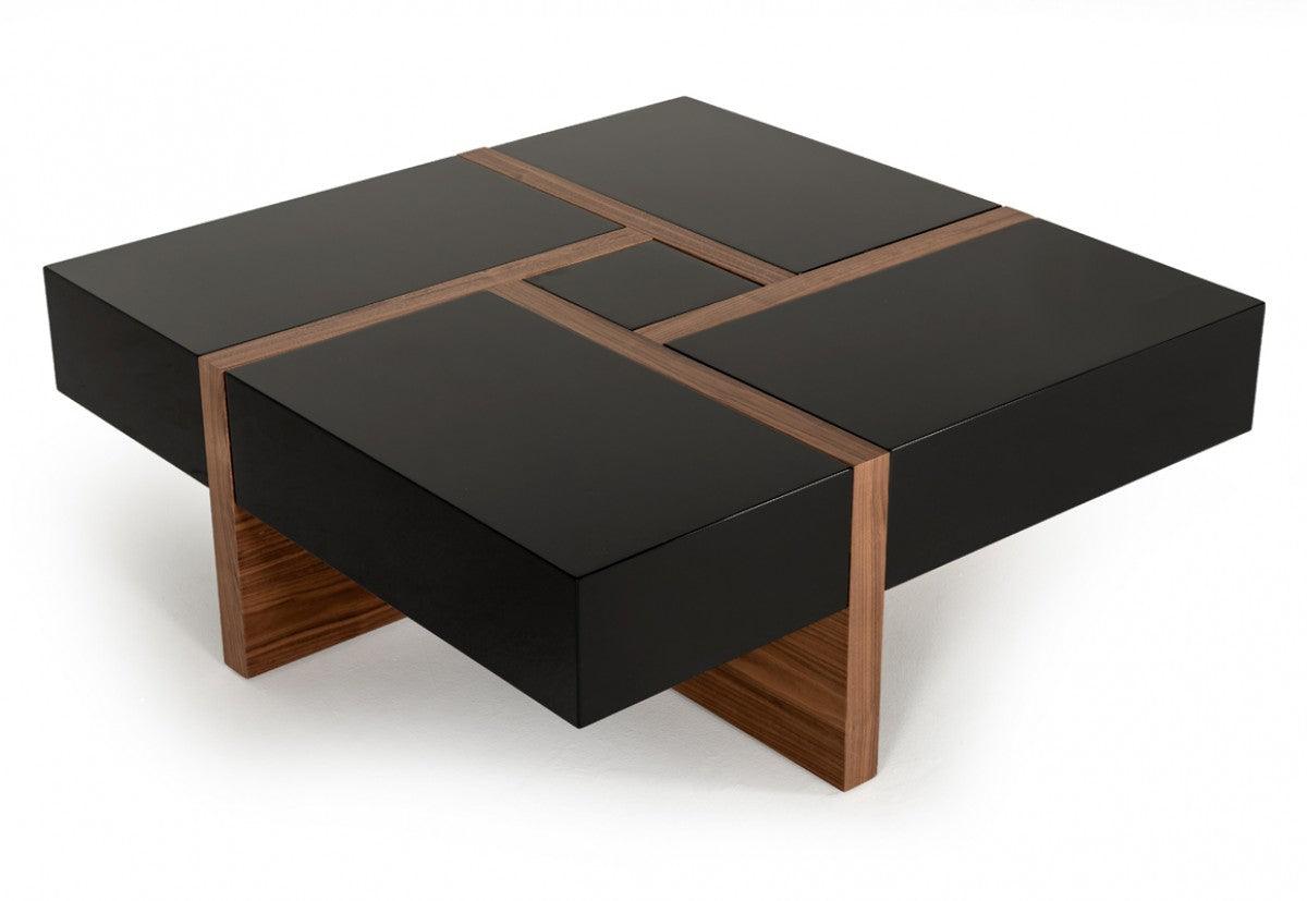Malibu Modern Black & Walnut Coffee Table - Euro Living Furniture