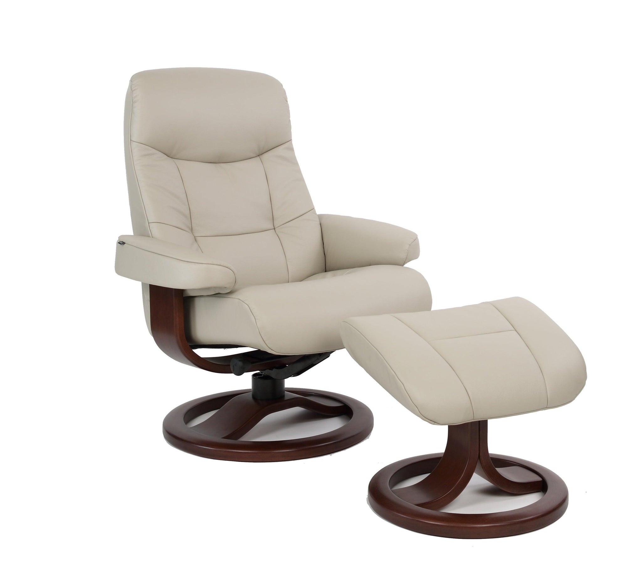 Muldal R Leather Reclining Chair in Dove - Euro Living Furniture