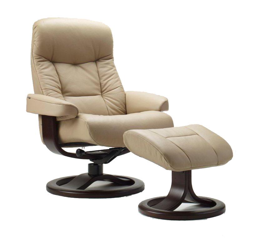 Muldal R Leather Reclining Chair in Sandel - Euro Living Furniture